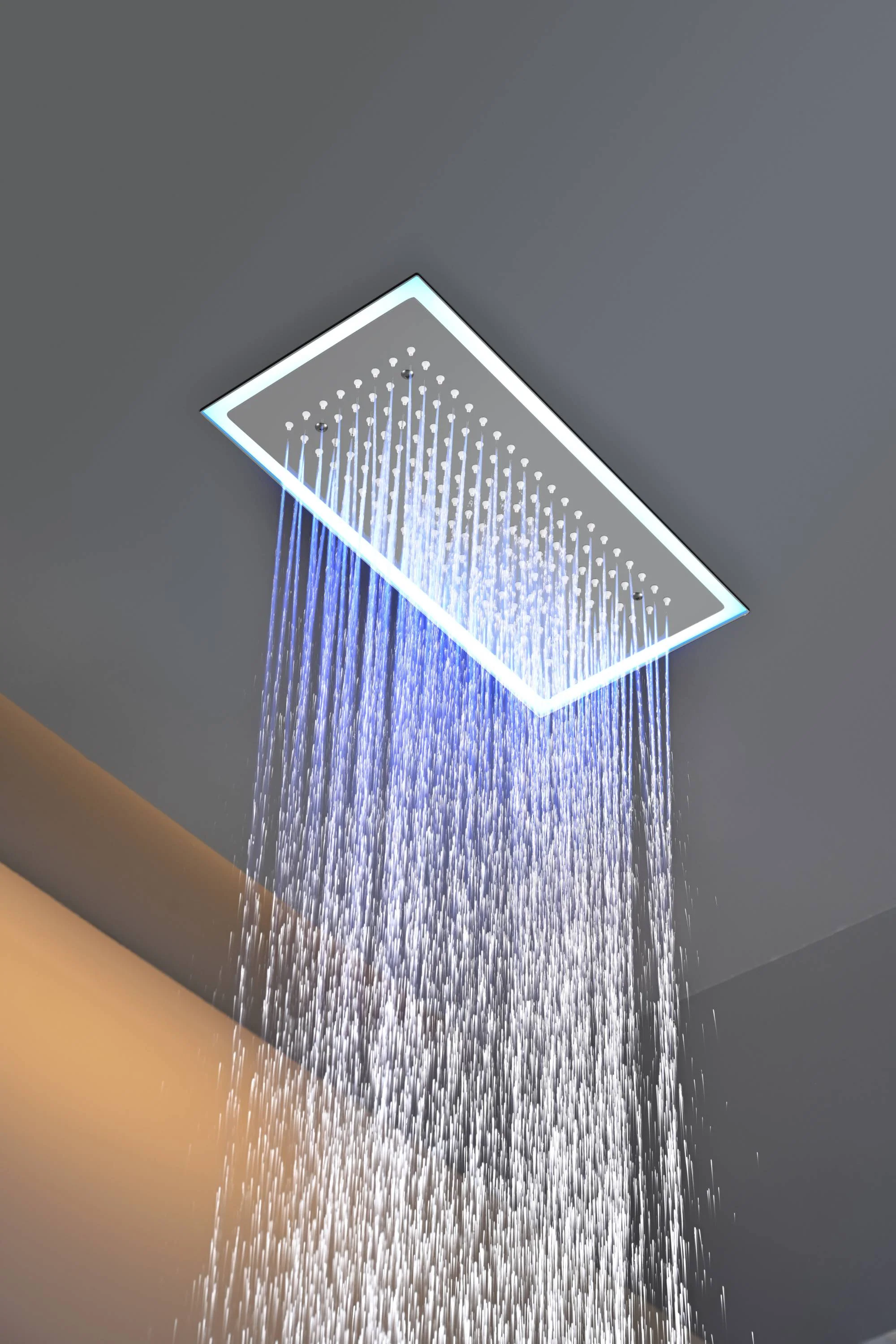 Matte Black or Brushed Gold or Brushed Nickel 16 x 8 inch rainfall Flush mount  Shower Head 3-Way Thermostatic Shower Faucet with 6'' regular head - Image 5