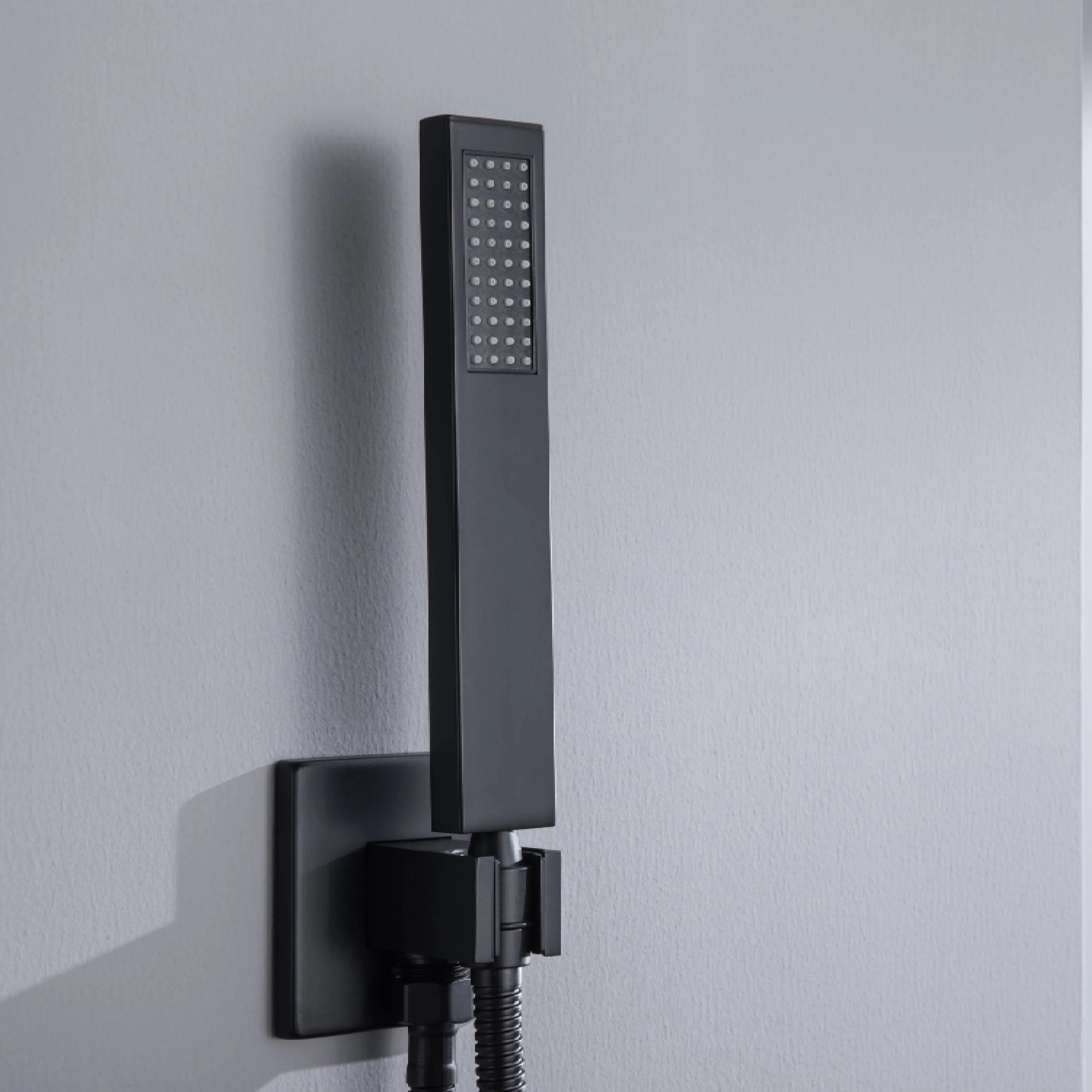 matte black or brushed gold or brushed nickel dual rainfall head 6 way digital display shower faucet with dual 6'' regular heads and 4'' body jets - Image 9