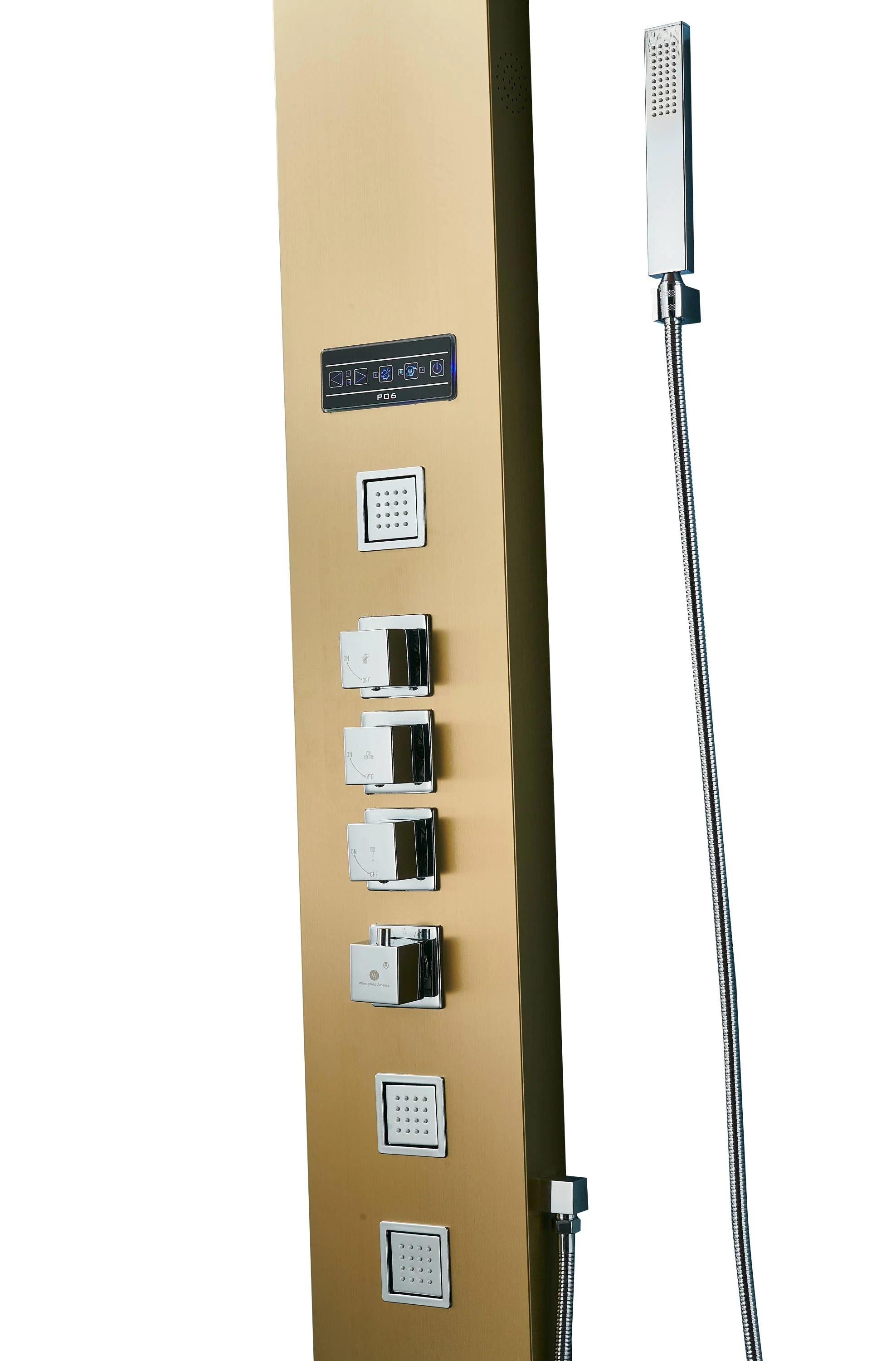 Matte Black or Brushed Gold 59'' Bluetooth Music Shower Panel with Touch Display - Simultaneous and Independent Functions - Image 3