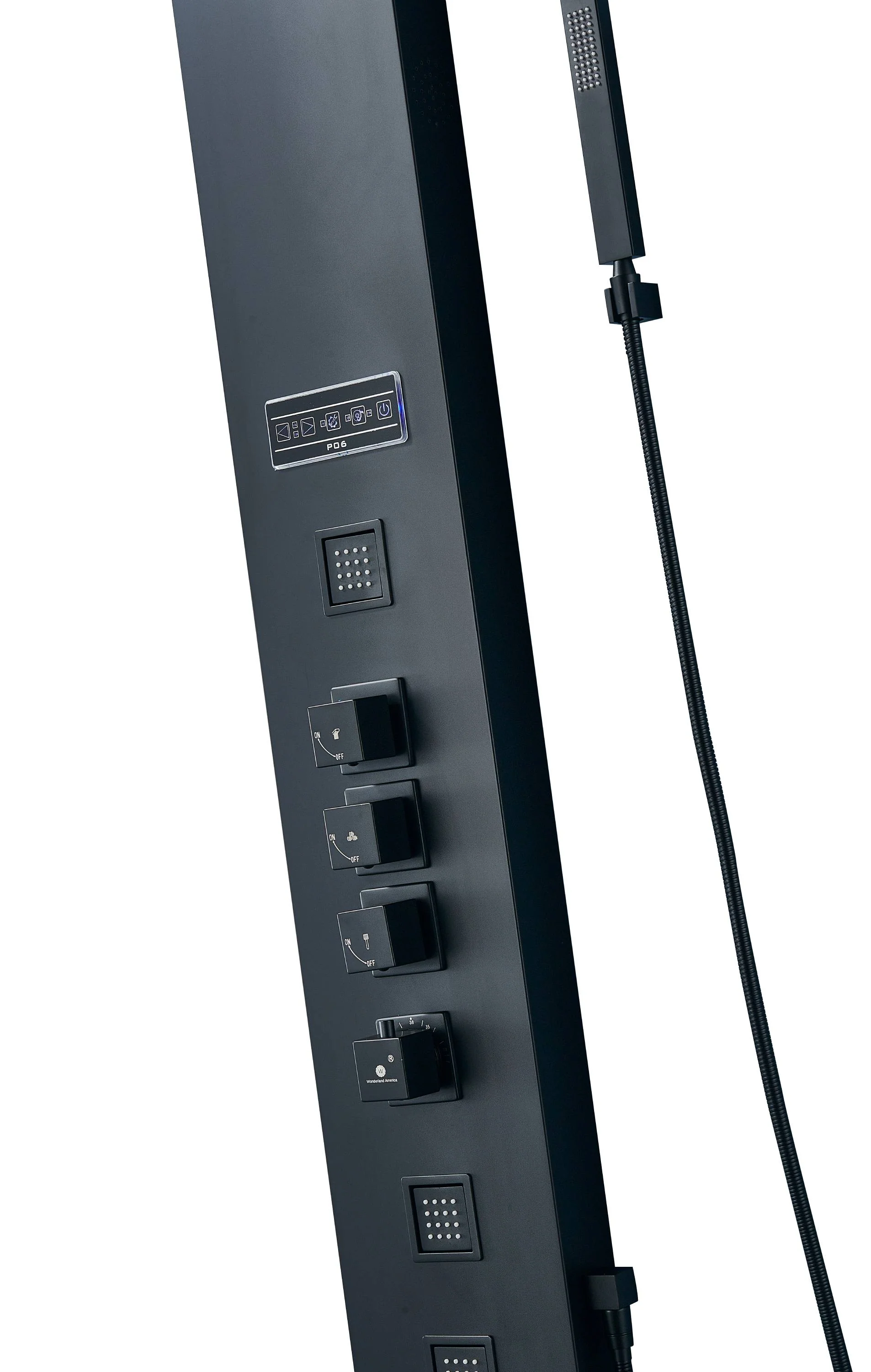 Matte Black or Brushed Gold 59'' Bluetooth Music Shower Panel with Touch Display - Simultaneous and Independent Functions - Image 5