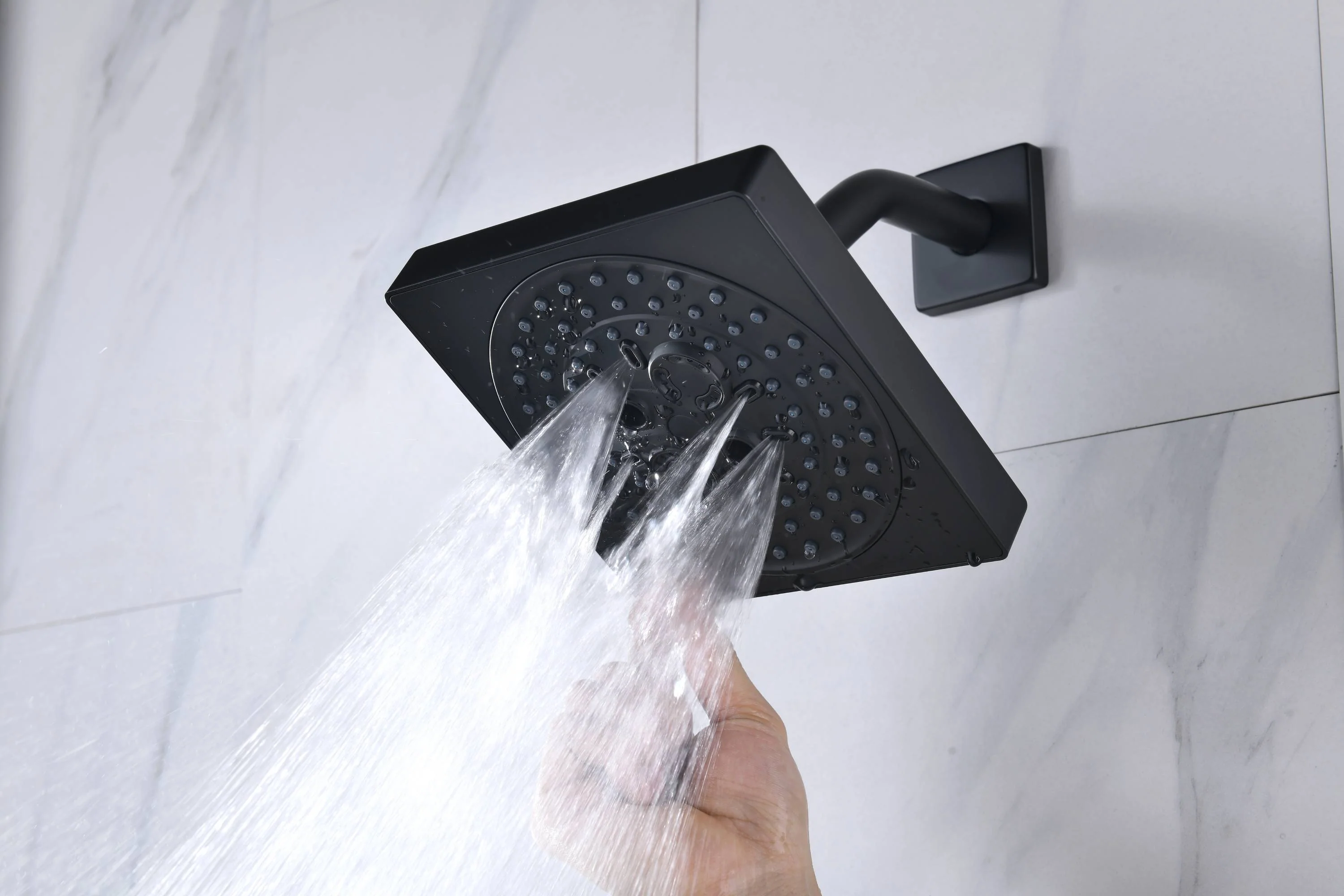 Matte Black Or Brushed nickel or Brushed Gold 35" Bluetooth Music LED Shower System with Waterfall, 8-Way Digital Thermostatic Valve, 3 Body Jets and regular head - Image 9