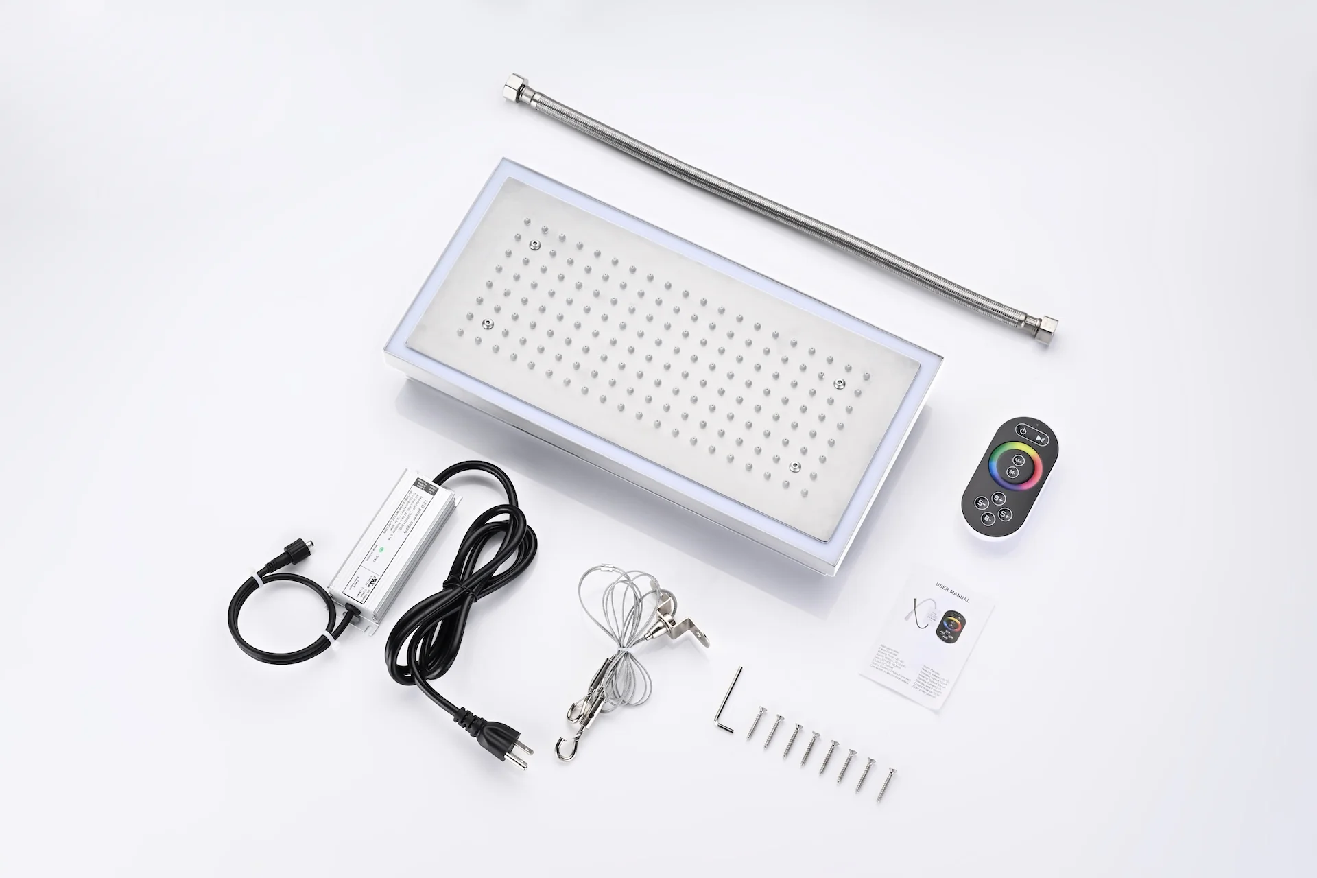 Matte black or Brushed nickel or Brushed Gold 16 x 8-Inch Rainfall Flush Mount Shower Head with 4-Way Digital Display Thermostatic Faucet, Tub Spout, and High-Pressure Wall Mount Head - Image 47