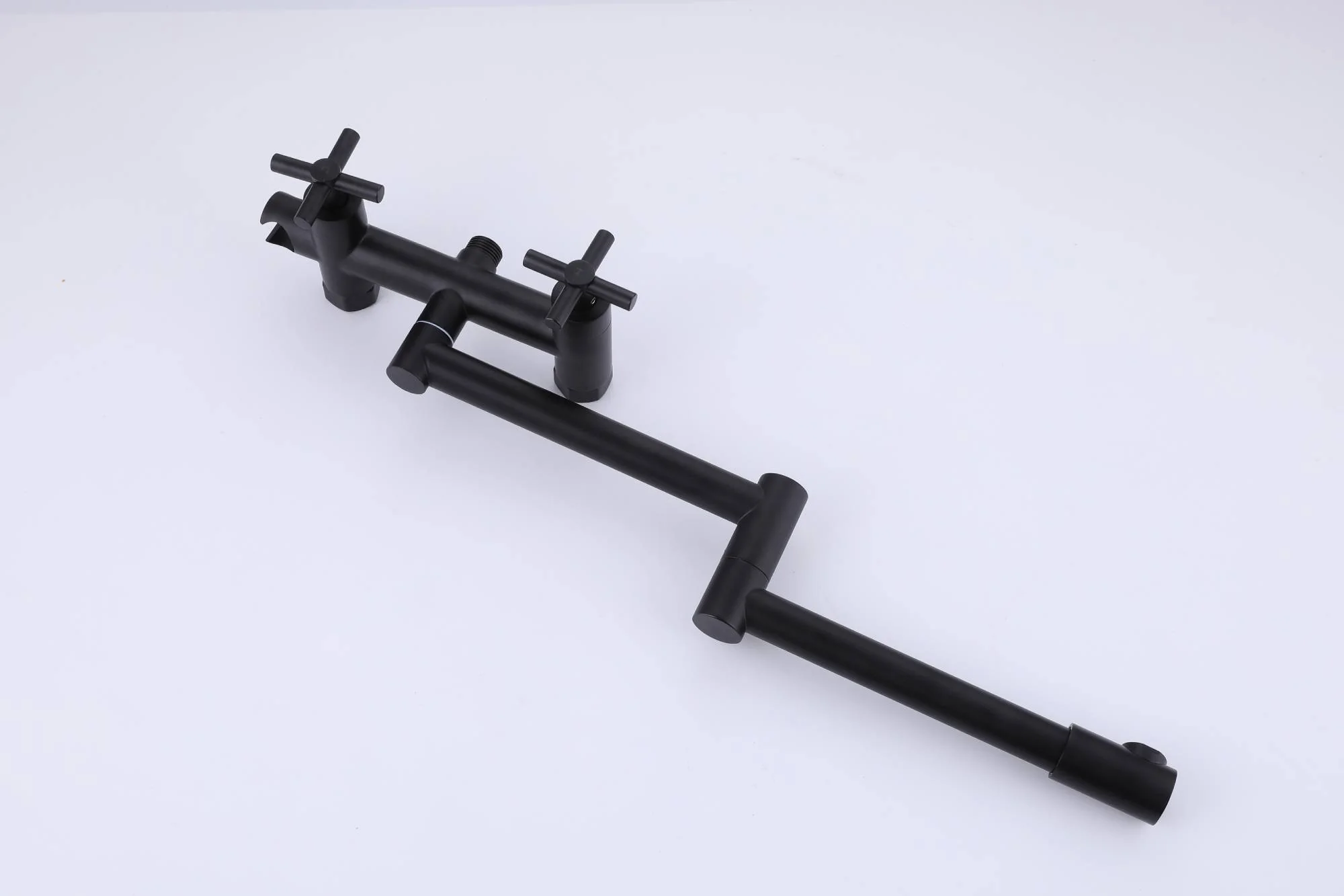 Matte black Pot Filler Faucet Folding Stretchable Brass Hot & Cold Kitchen Faucet Wall Mount with side sprayer - Image 13