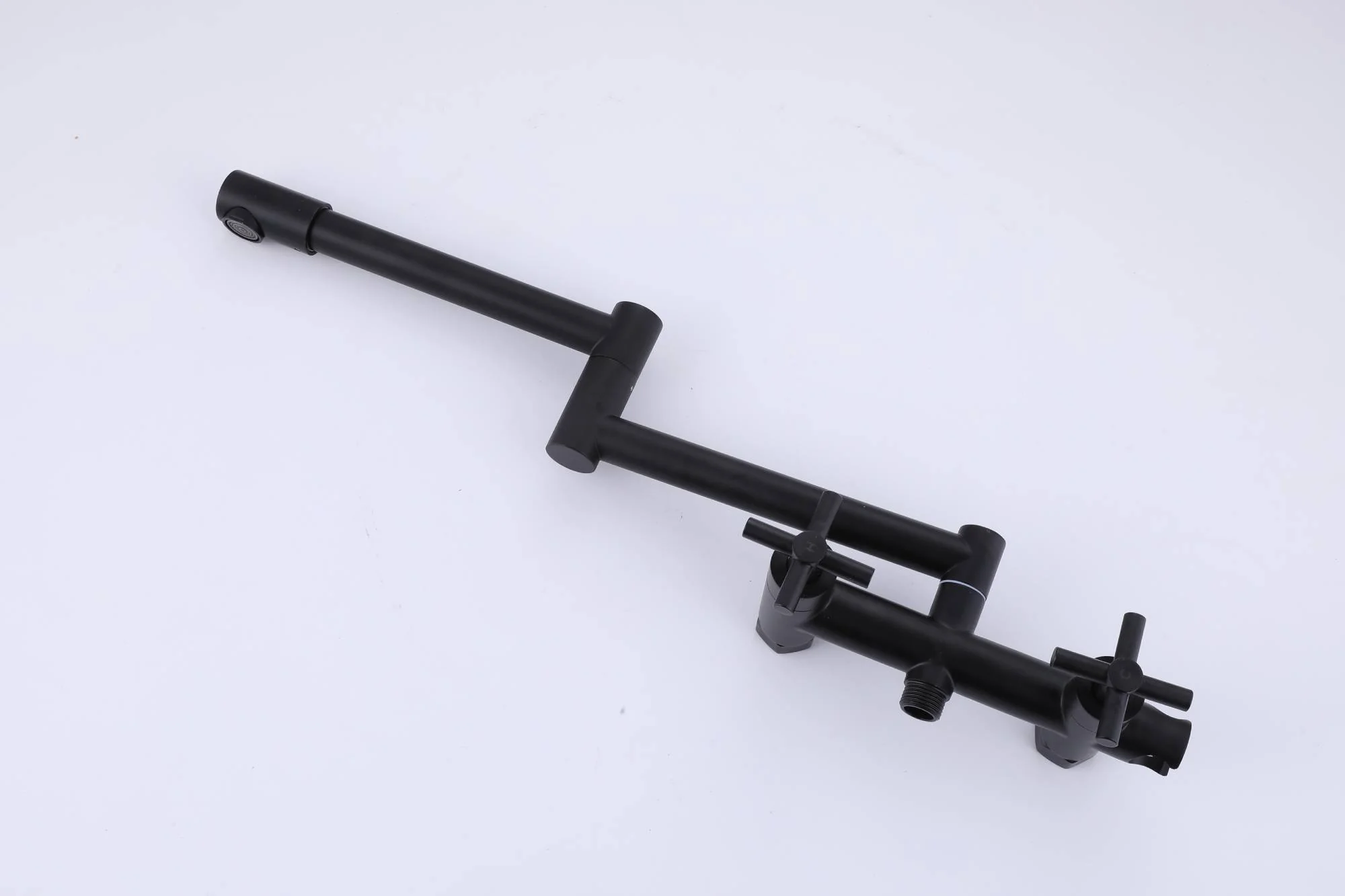 Matte black Pot Filler Faucet Folding Stretchable Brass Hot & Cold Kitchen Faucet Wall Mount with side sprayer - Image 9