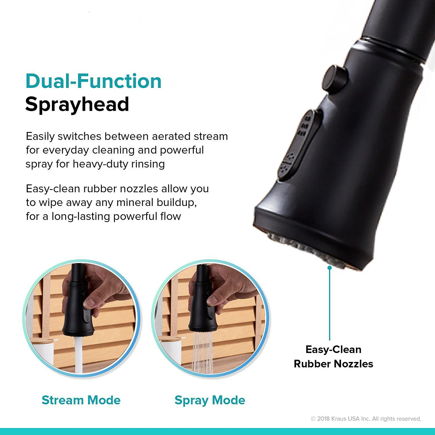 Matte Black Or Brushed Gold Pull Out Spray Kitchen Sink Faucet Commercial Swivel Tap W/Plate - Image 5