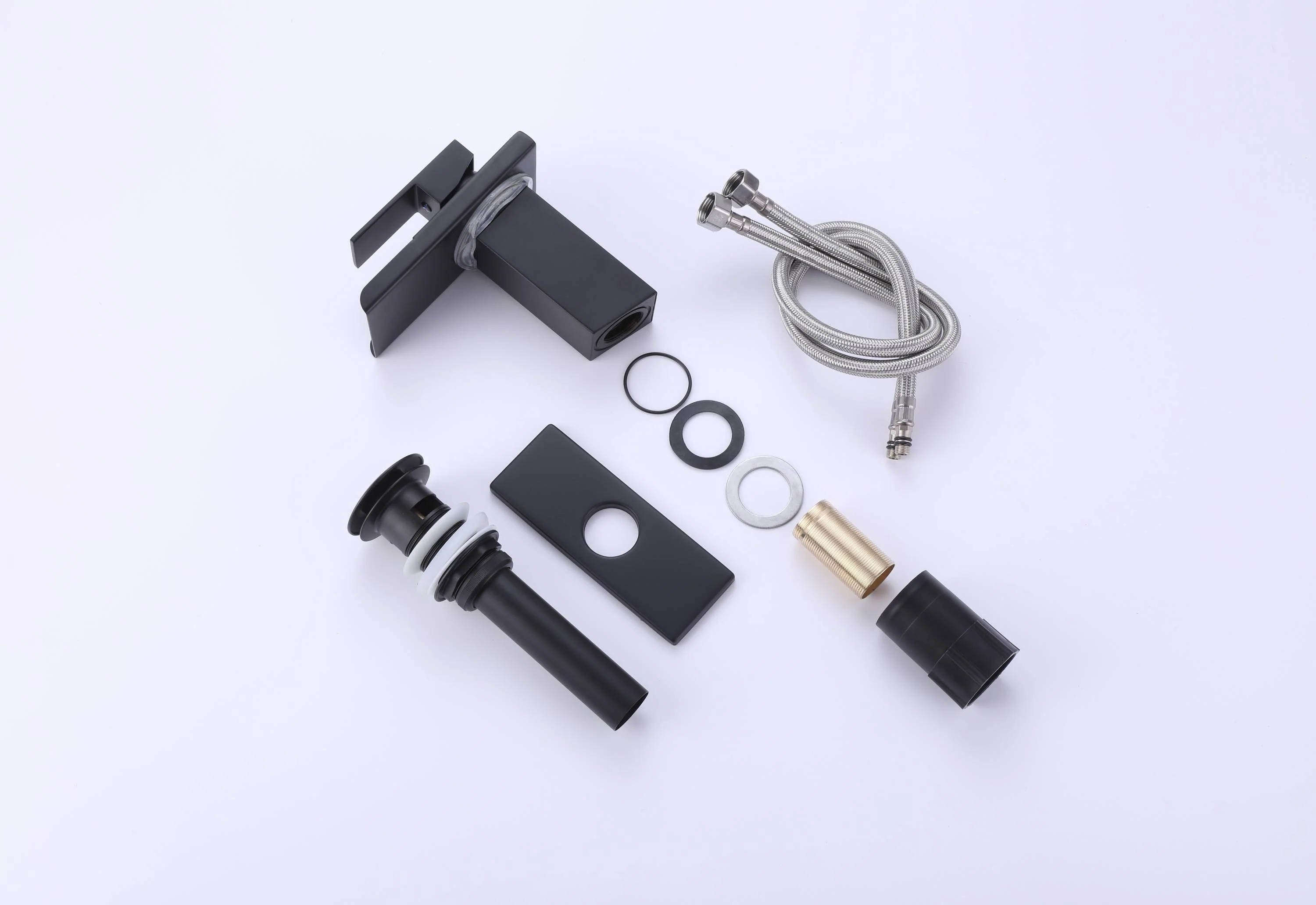 Matte Black Single Handle Single Hole 3 LED Light Mixer Widespread Waterfall bathroom sink Faucet with drain - Image 9