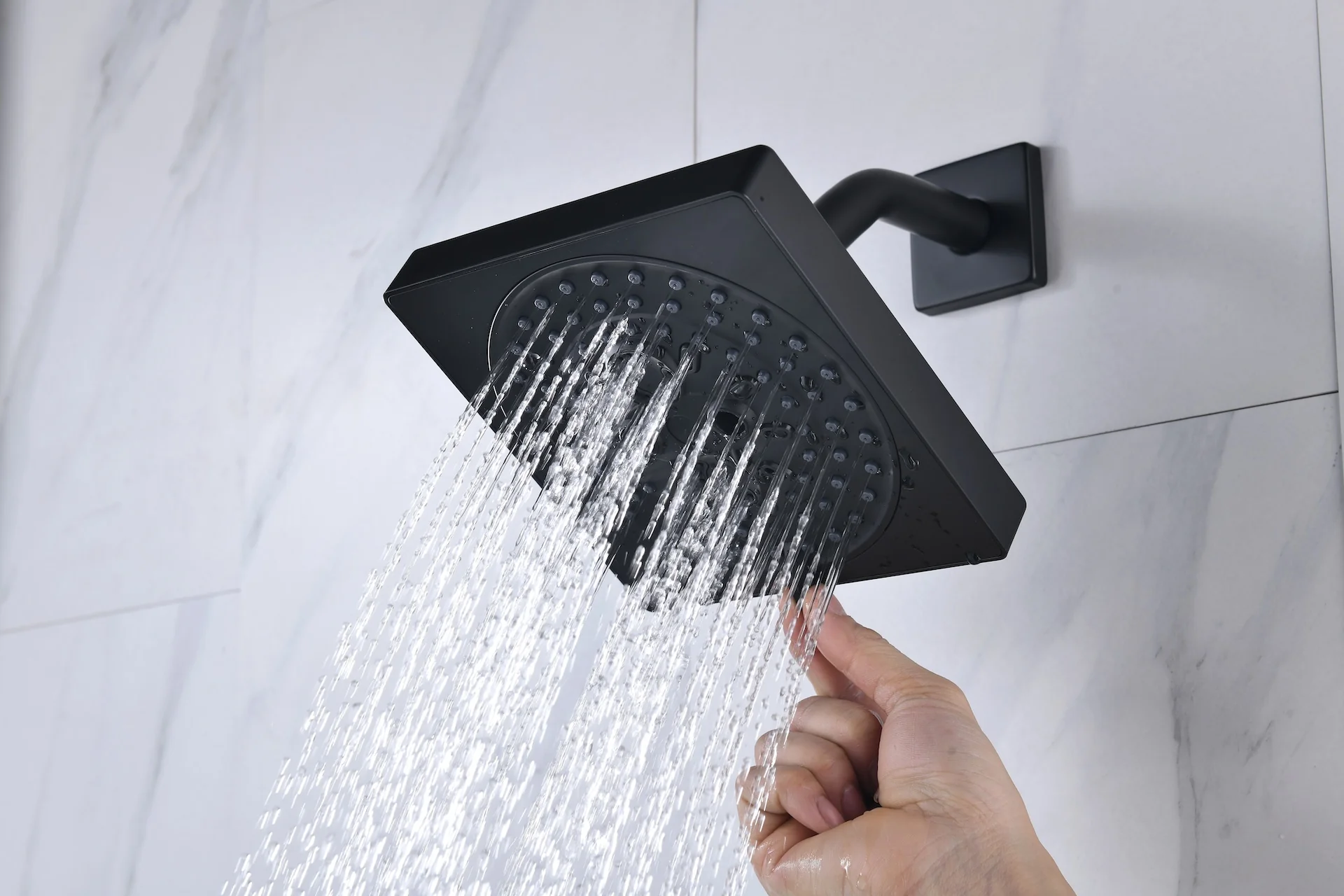 Matte Black Wall Mount 6" Dual Shower Head with 4-Way Thermostatic Faucet with dual handle wands - Image 9