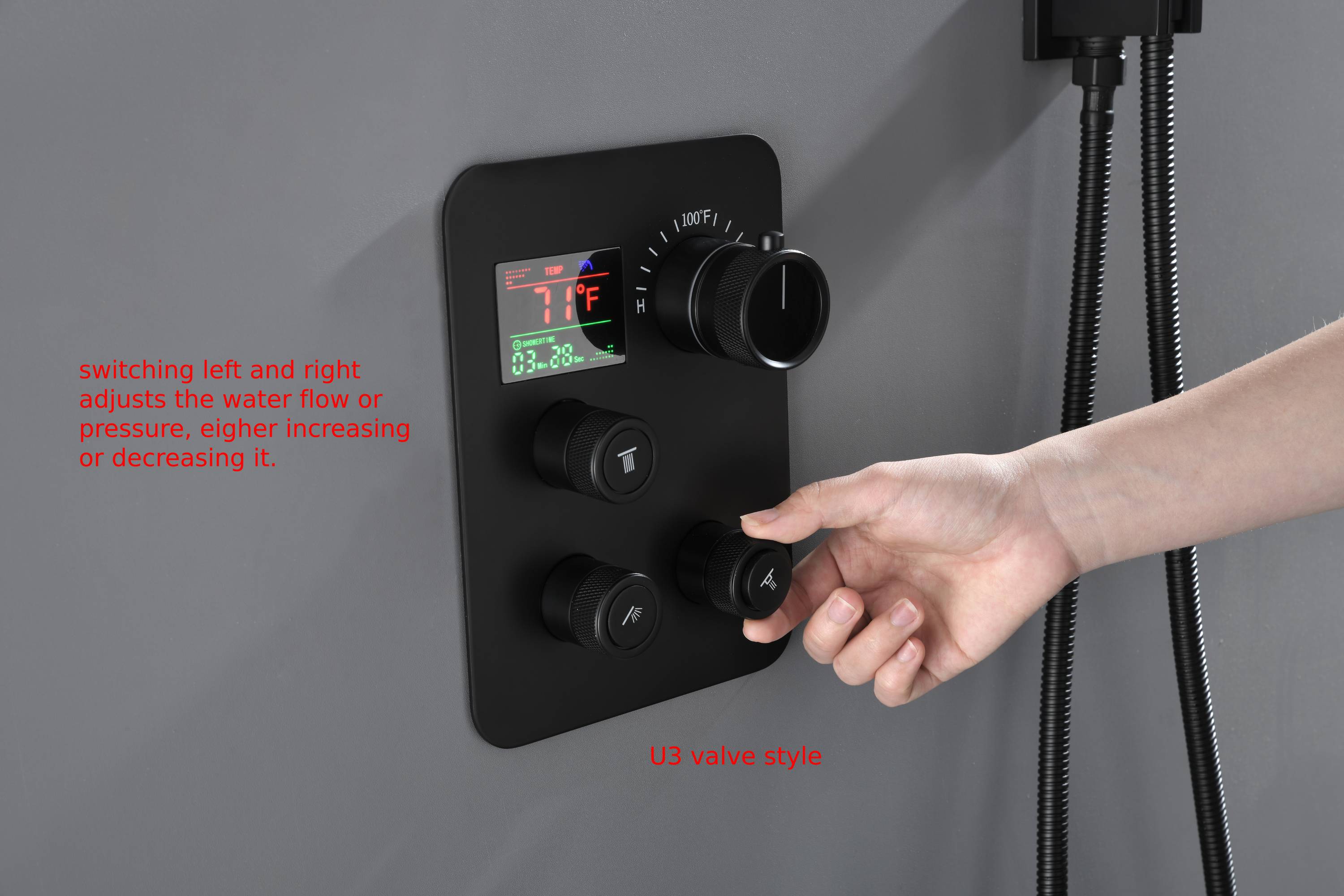 Matte black wall mount Dual 6inch high water pressure regular shower heads way thermostatic shower system - Image 10