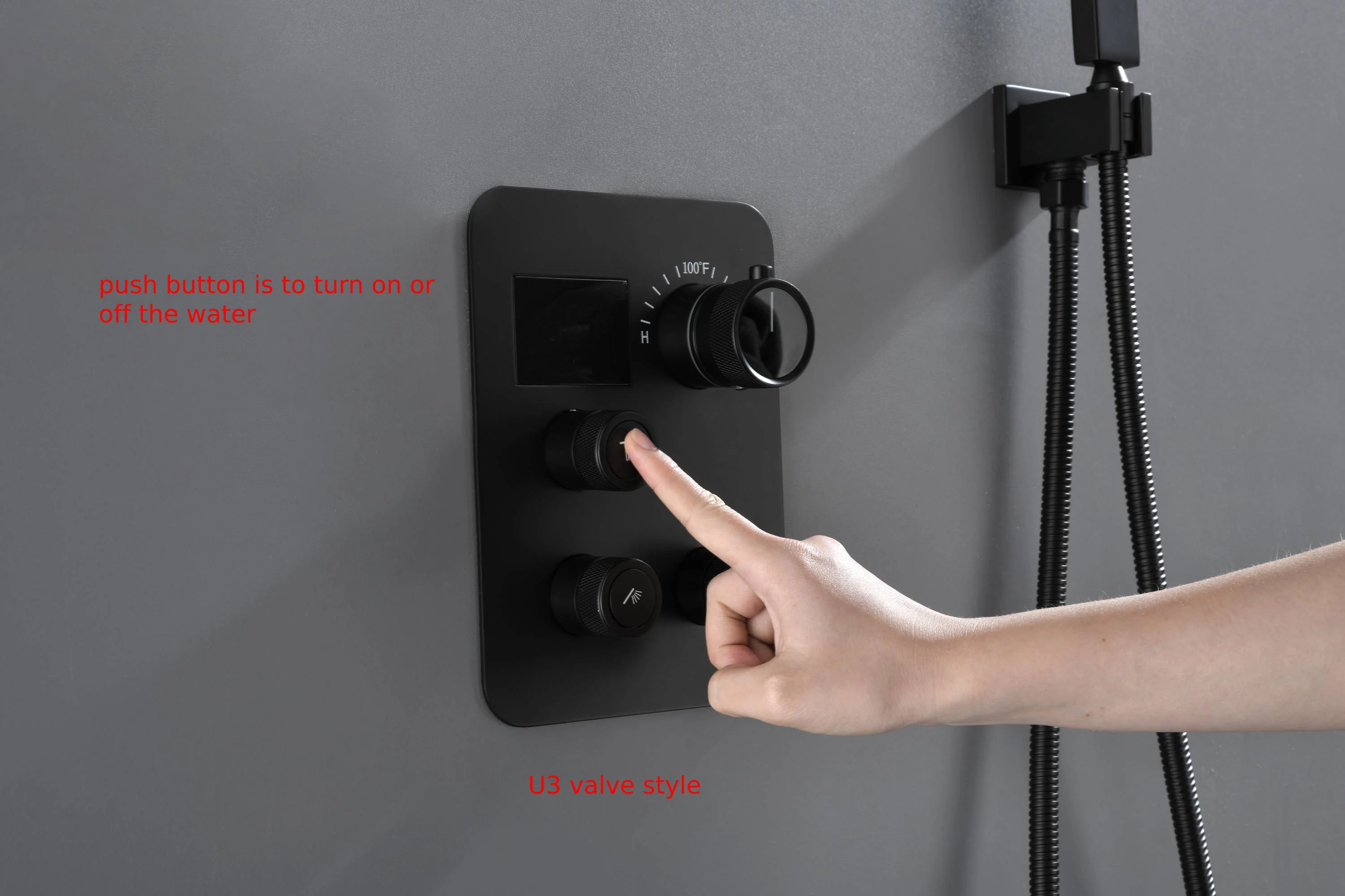 Matte black wall mount Dual 6inch high water pressure regular shower heads way thermostatic shower system - Image 11