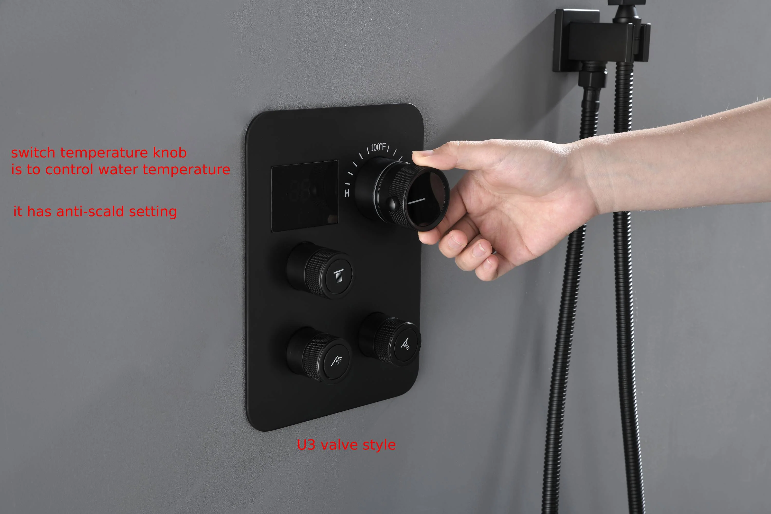 Matte black wall mount Dual 6inch high water pressure regular shower heads way thermostatic shower system - Image 9