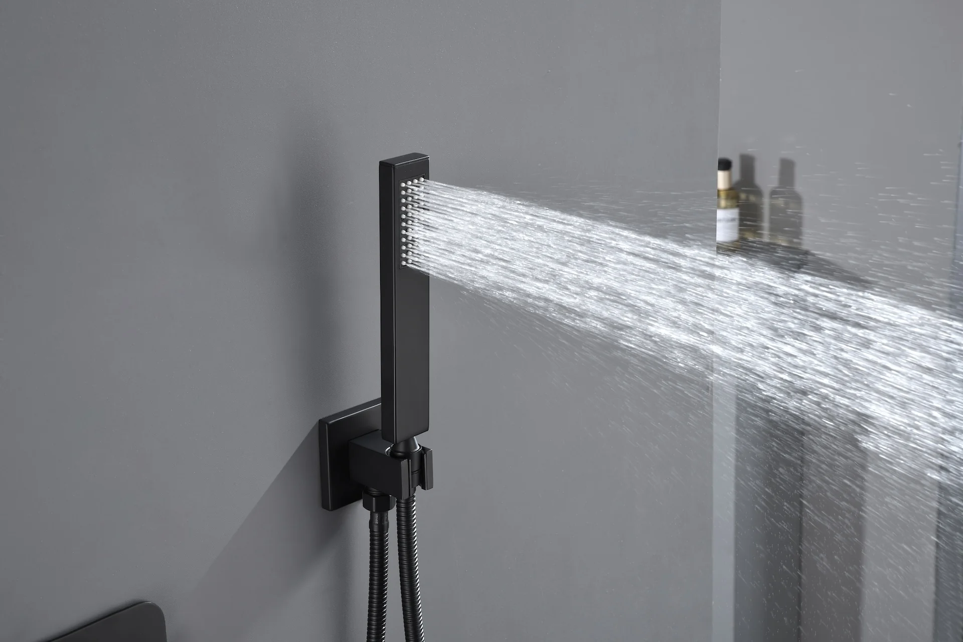 matte black wall mount rainfall shower head ceiling mount rainfall shower head 3 way thermostatic shower faucet each function work all together and separately - Image 12