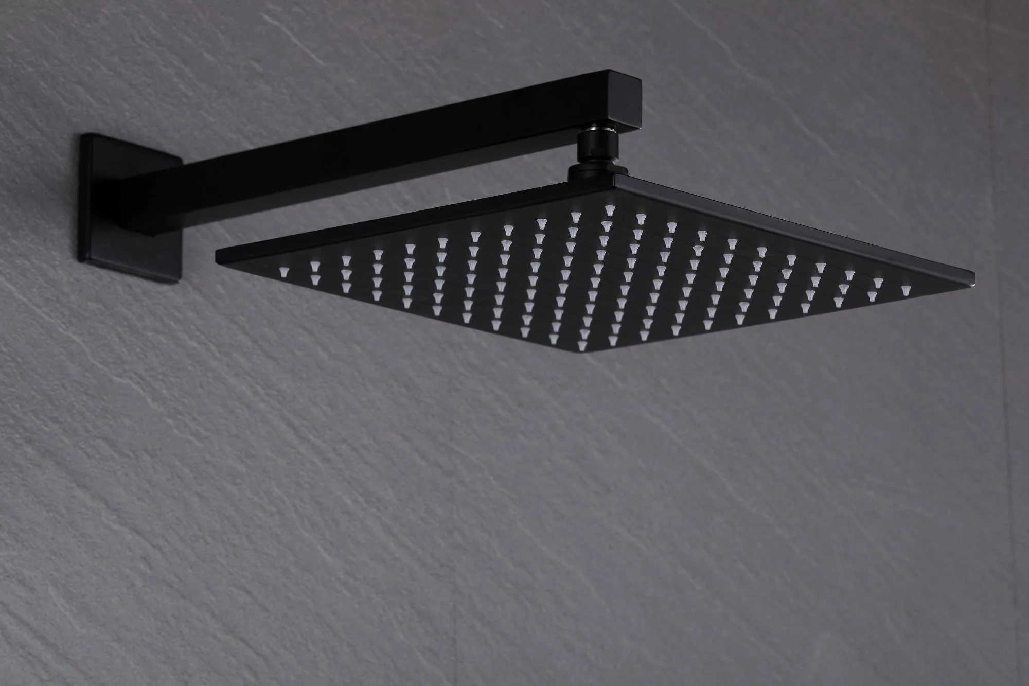 matte black wall mount rainfall shower head ceiling mount rainfall shower head 3 way thermostatic shower faucet each function work all together and separately - Image 14