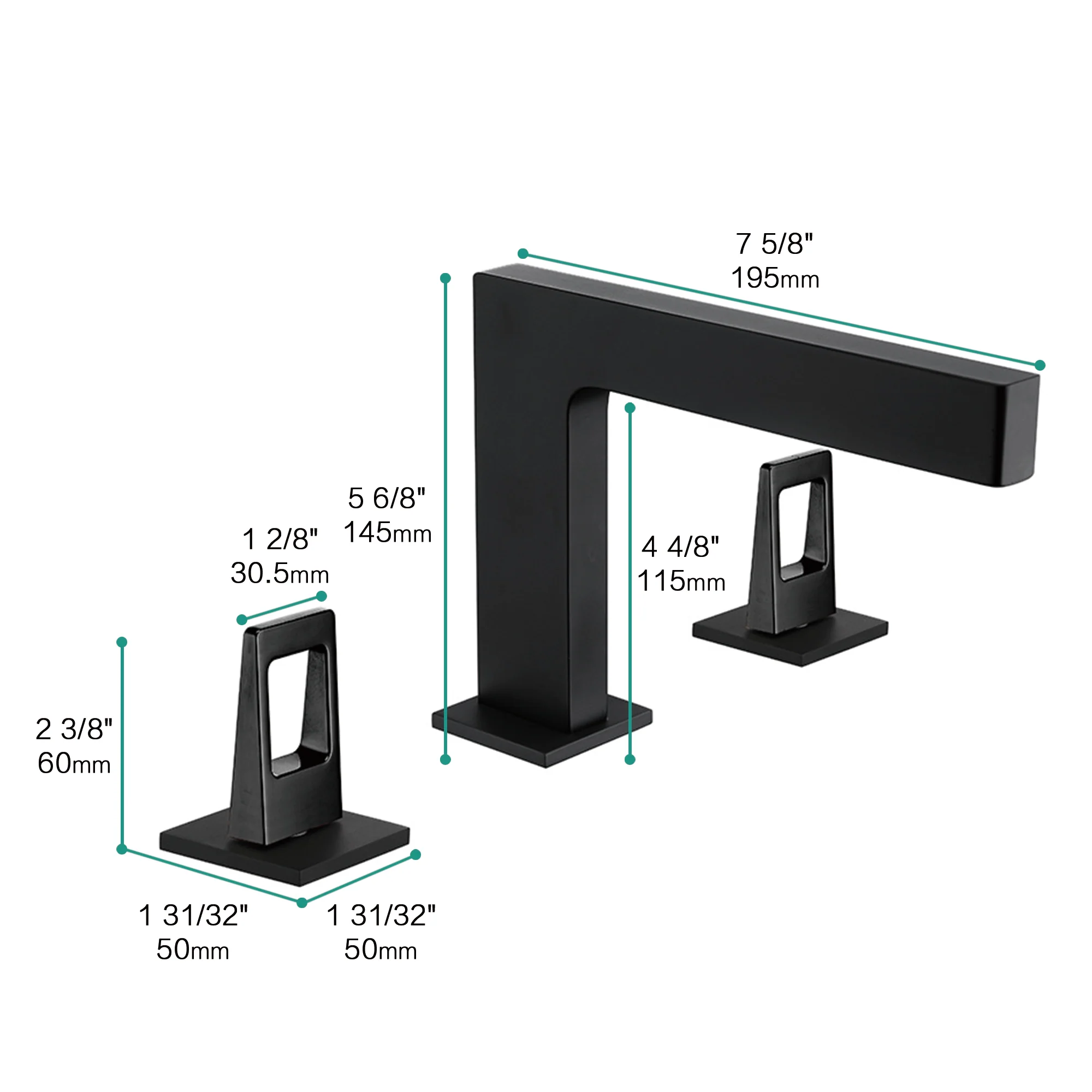 Matte Black 3-Hole, Dual Handle Widespread Bathroom Faucet with Pop-Up Drain - Image 11