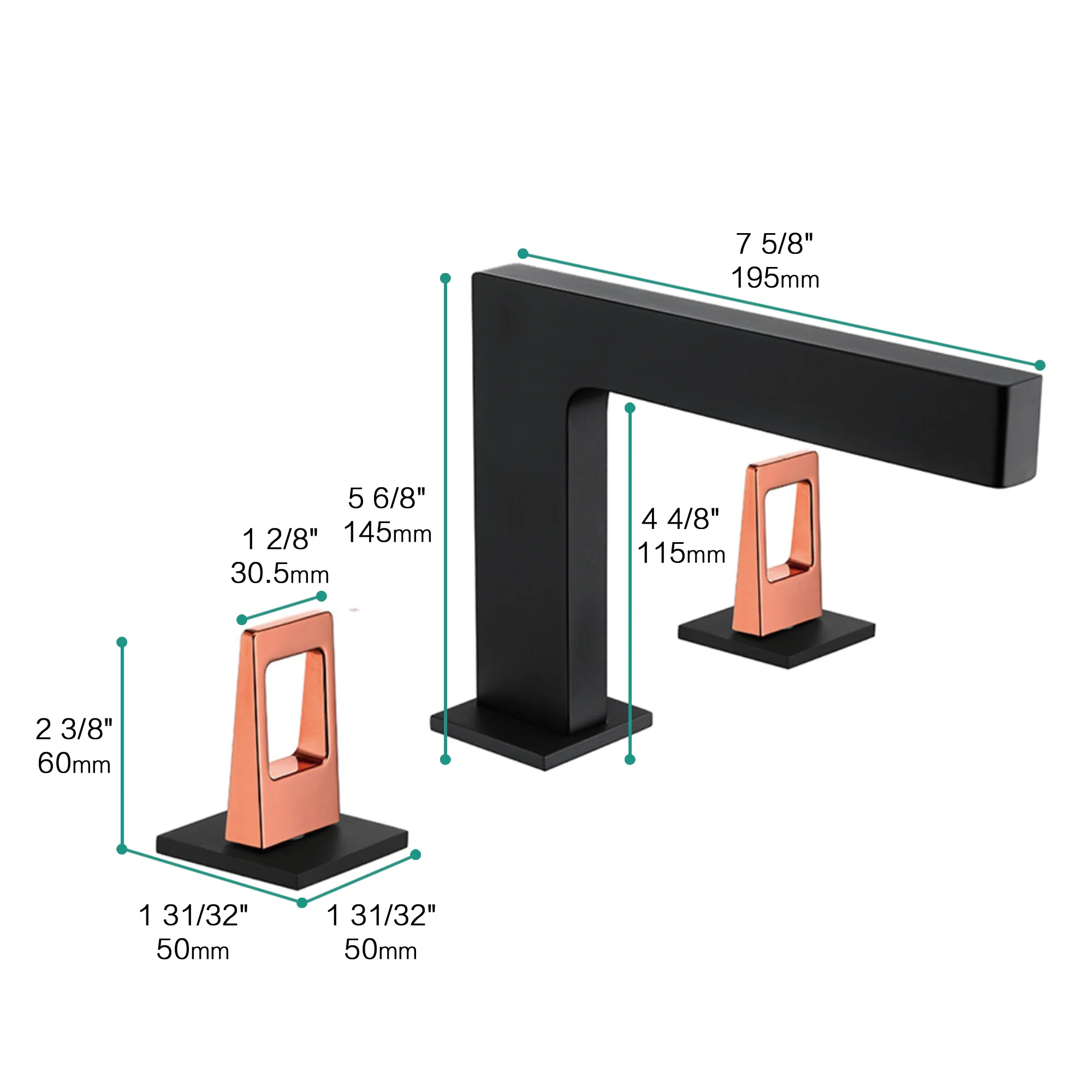 Matte Black 3-Hole, Dual Handle Widespread Bathroom Faucet with Pop-Up Drain - Image 4