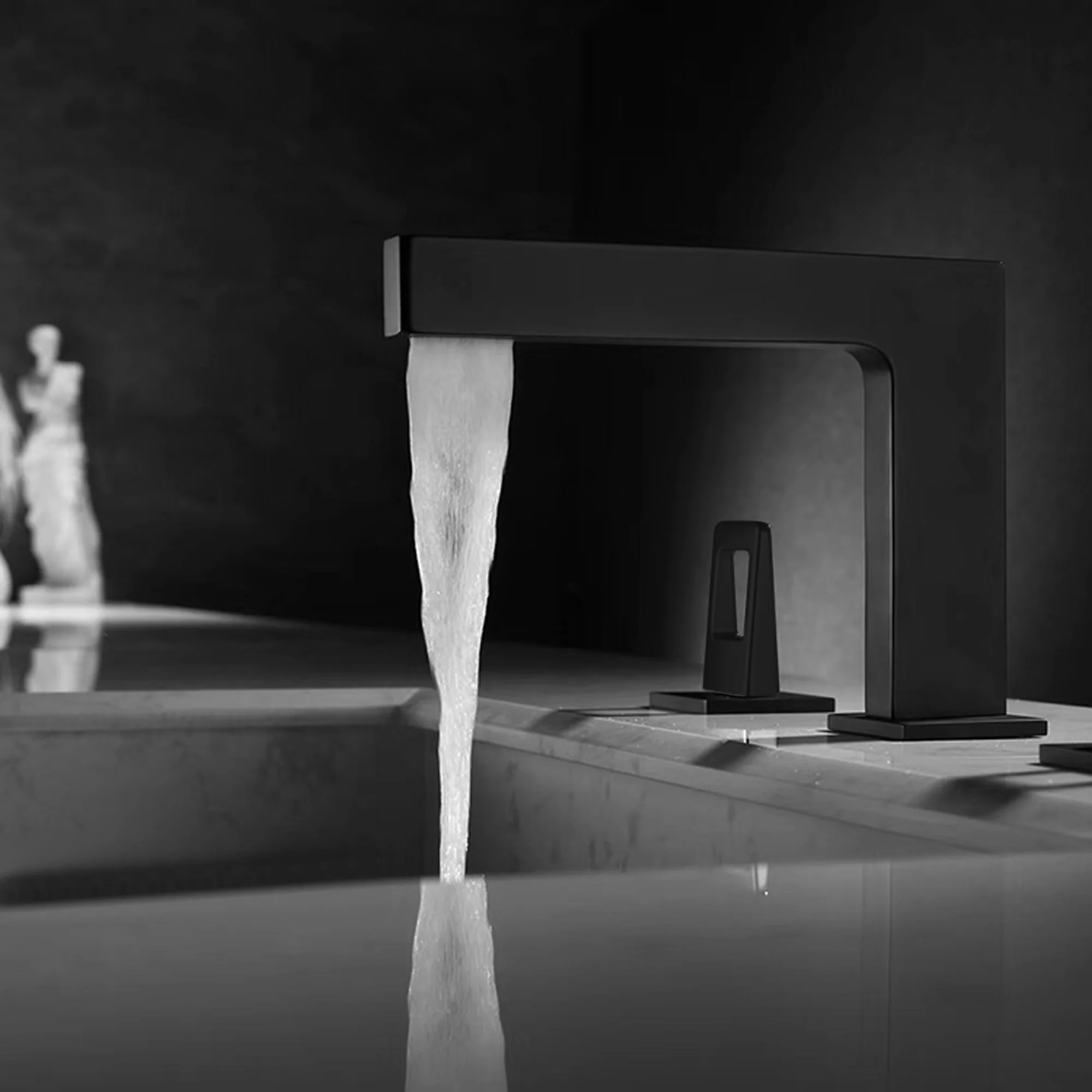 Matte Black 3-Hole, Dual Handle Widespread Bathroom Faucet with Pop-Up Drain - Image 9