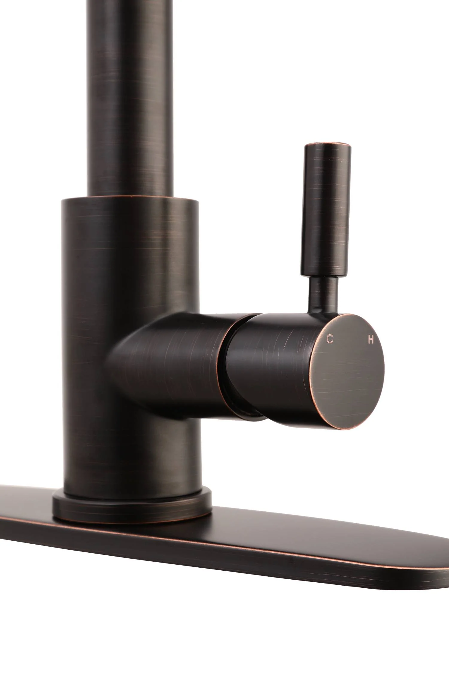 Oil Bronze High Arc Kitchen Sink Faucet with Pull Down Spray and Deck Plate - Image 5