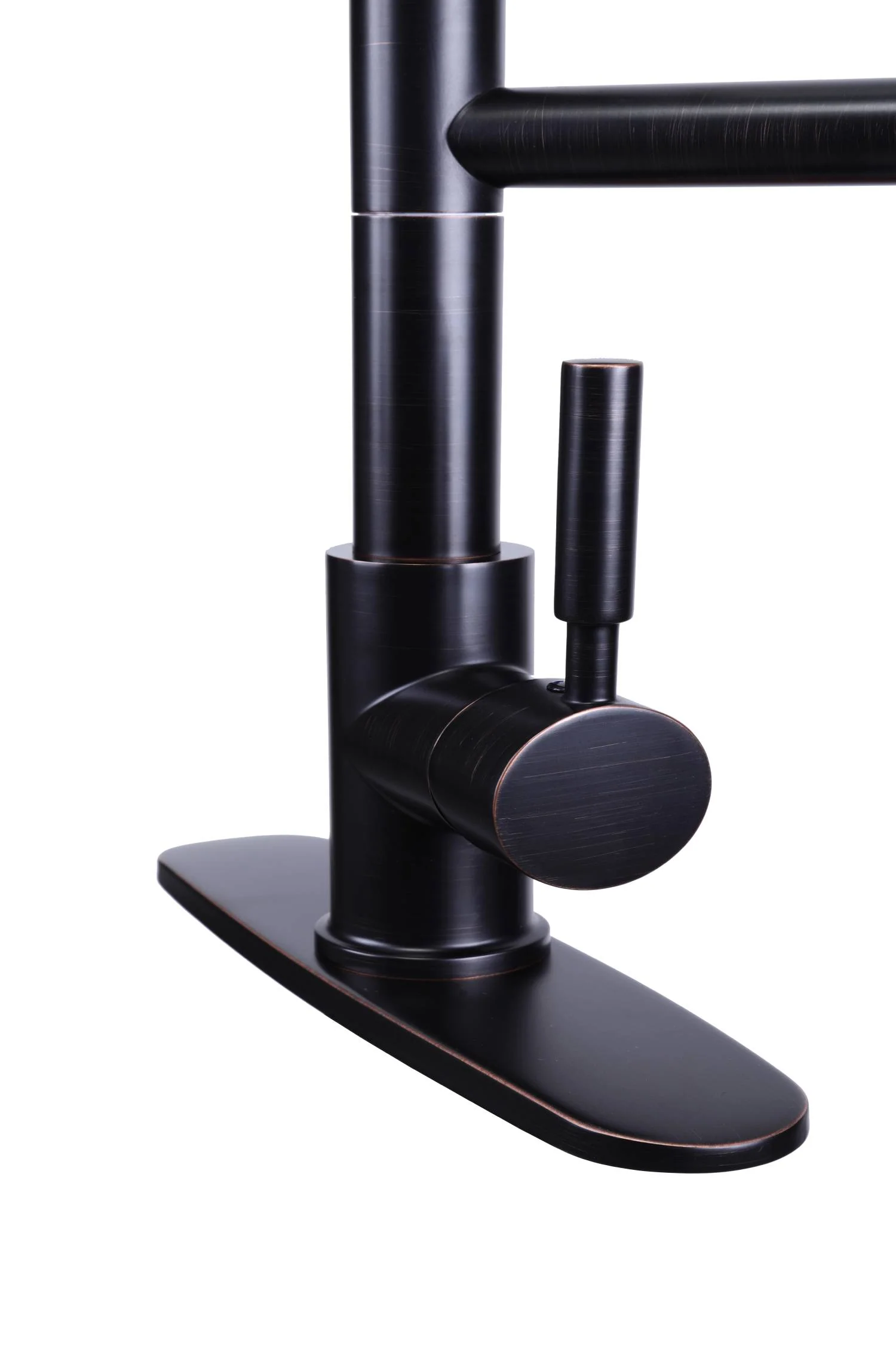 Oil Bronze Black High Arc brass Kitchen Sink Faucet Pull Down metal Spray with deck plate - Image 3