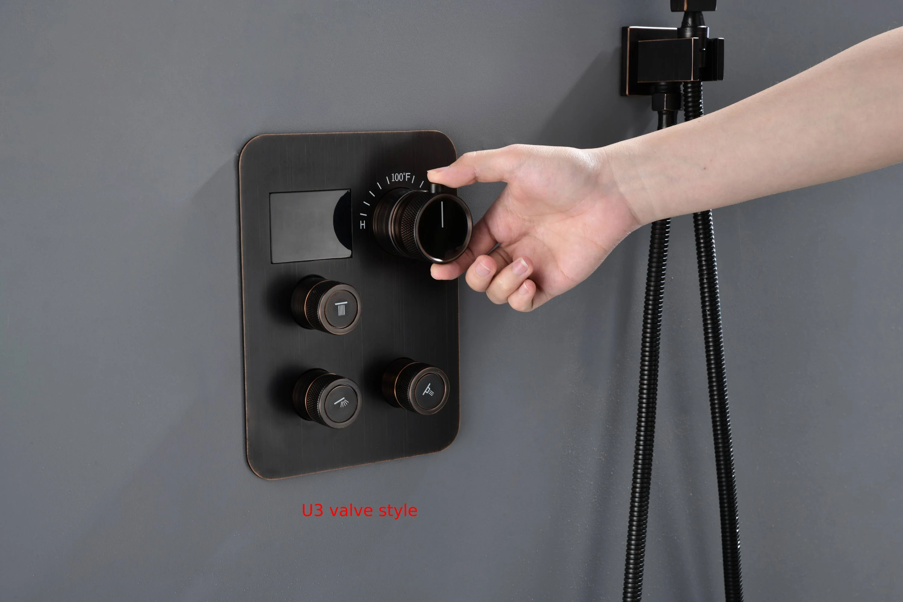 Oil Rubbed Bronze 3-Way Thermostatic Shower Faucet with 6 Body Jets, LED Options for Simultaneous Operation - Image 4