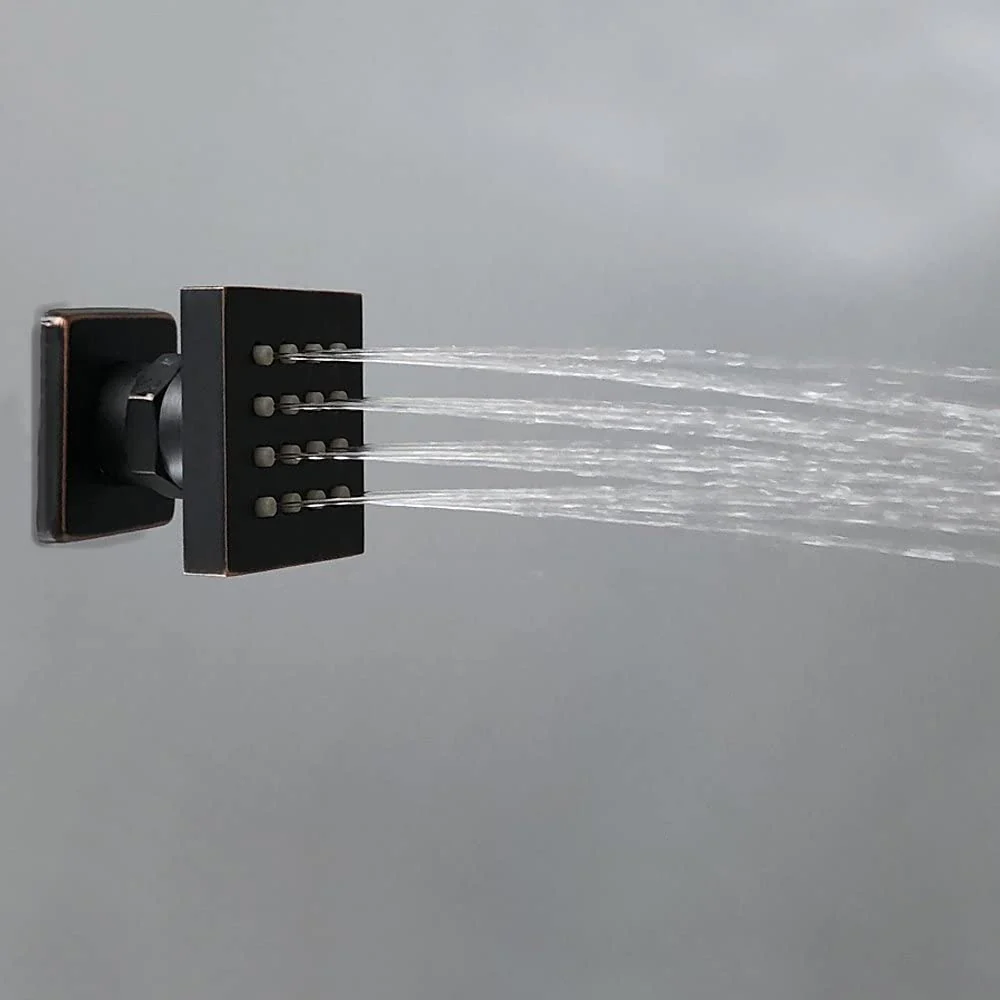 Oil Rubbed Bronze 3-Way Thermostatic Shower Faucet with 6 Body Jets, LED Options for Simultaneous Operation - Image 7