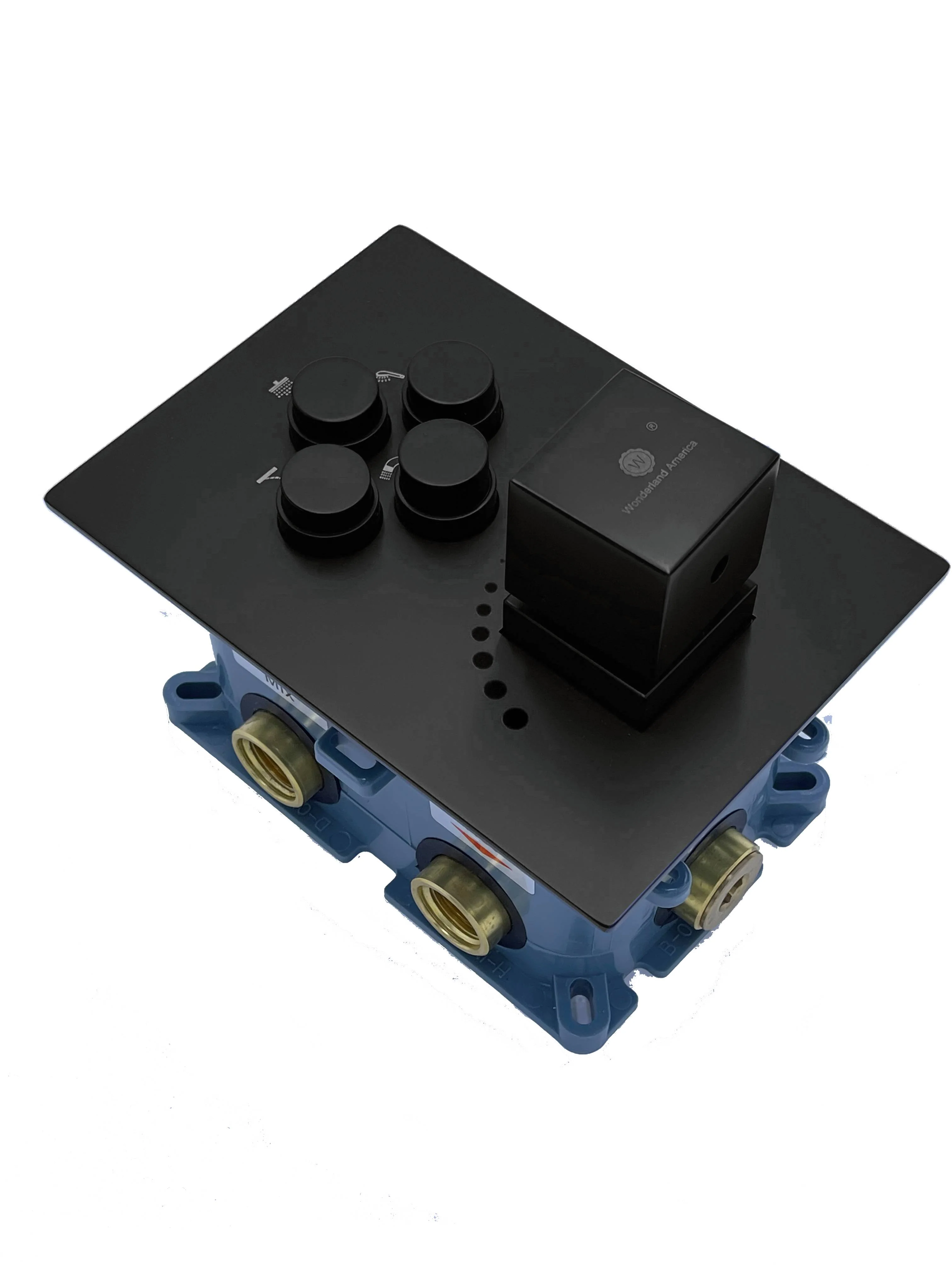 22'' Matte Black 4 way Thermostatic Shower valve system that each function run at the same time and separately - Image 9