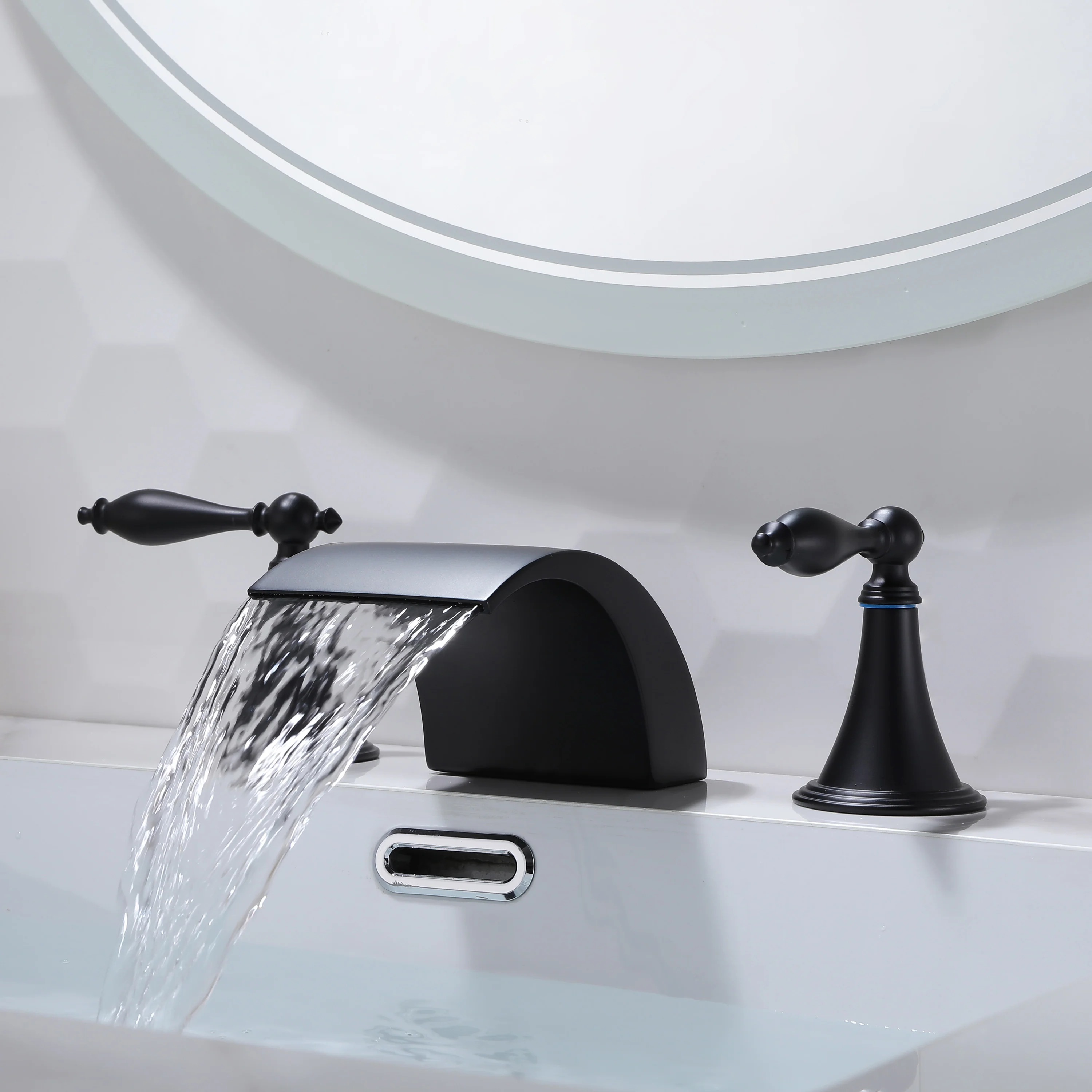Oil Rubbed Bronze or Brushed Gold or Matte Black Waterfall Bathroom Sink Faucet with Pop-Up Drain - Image 9
