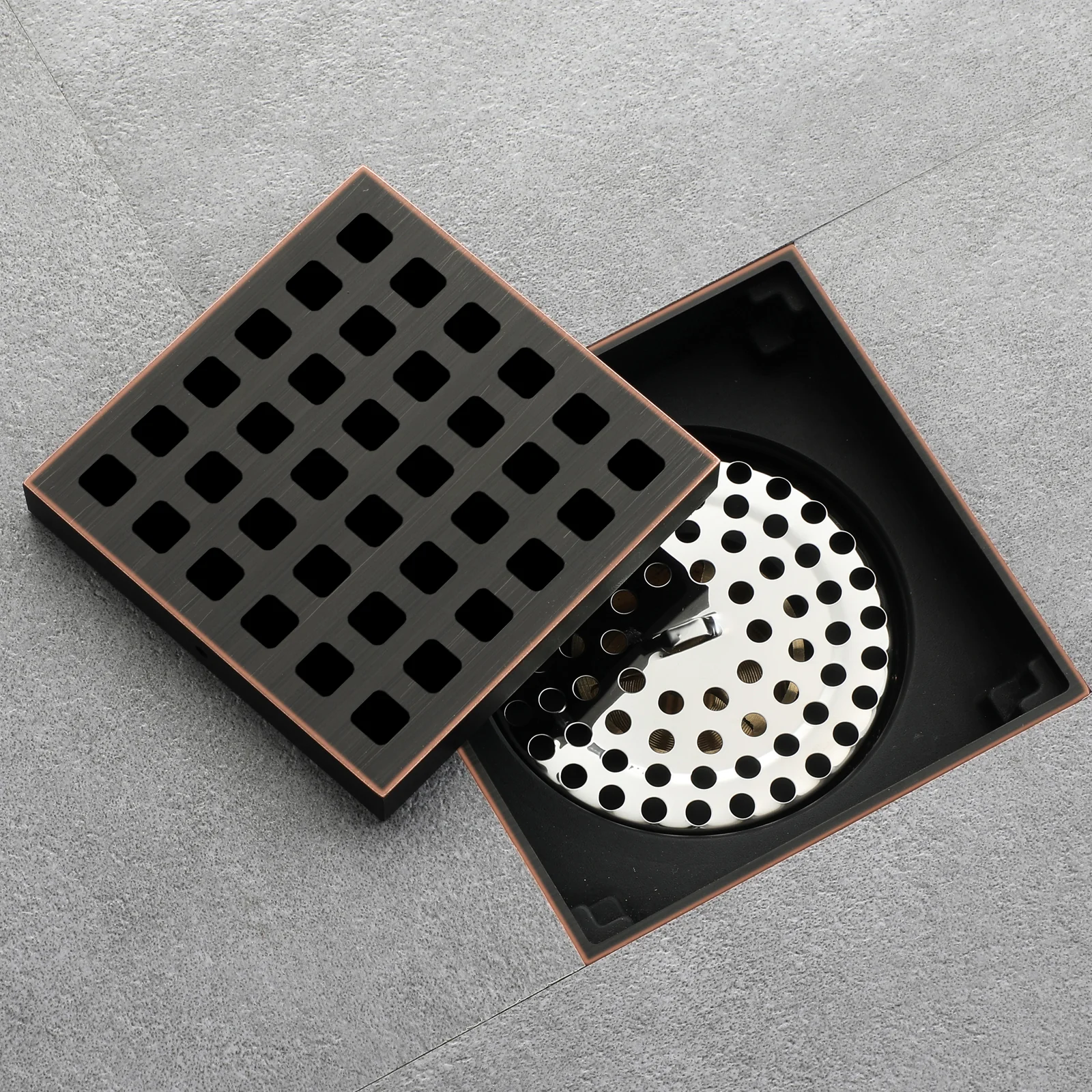 Oil rubbered bronze brass shower drain 4 or 8 inch  with ABS base - Image 2