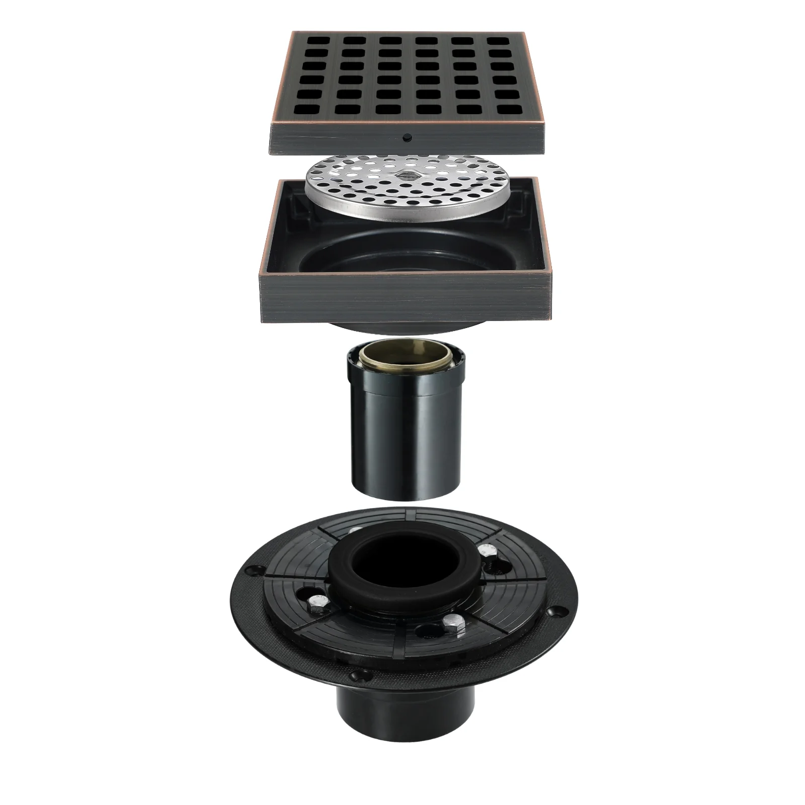 Oil rubbered bronze brass shower drain 4 or 8 inch  with ABS base - Image 4