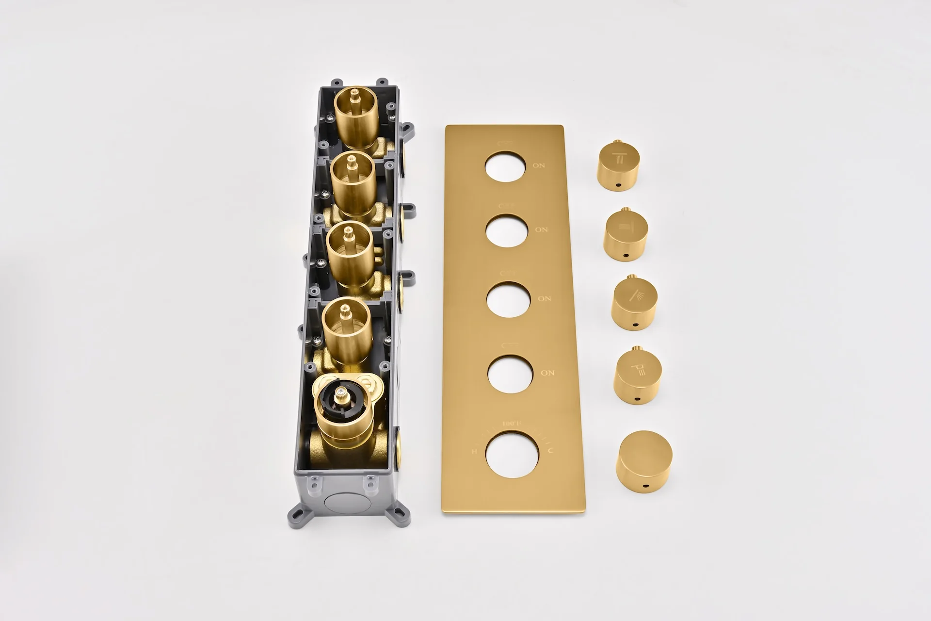4-Way Thermostatic Shower System with 12" Rainfall Head, 6 Body Jets, Hand Shower & Slide Bar, Available in Champagne Bronze / Brushed Gold / Brushed Nickel - Image 4