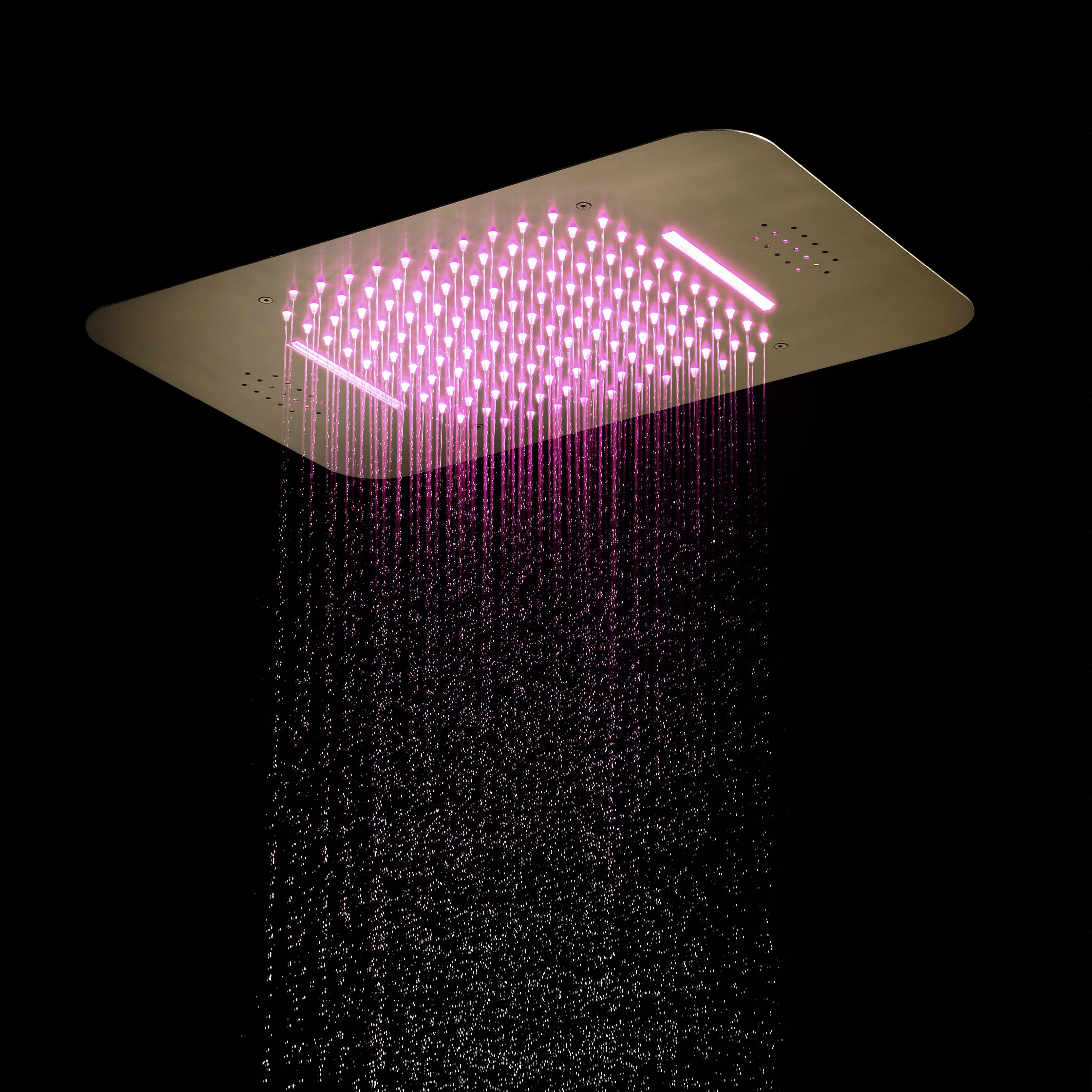 Brushed Gold Music LED Flush Mounted 23X 15-Inch Shower Head 4 Way Thermostatic Shower Faucet Simultaneous or Separate Operation - Image 4