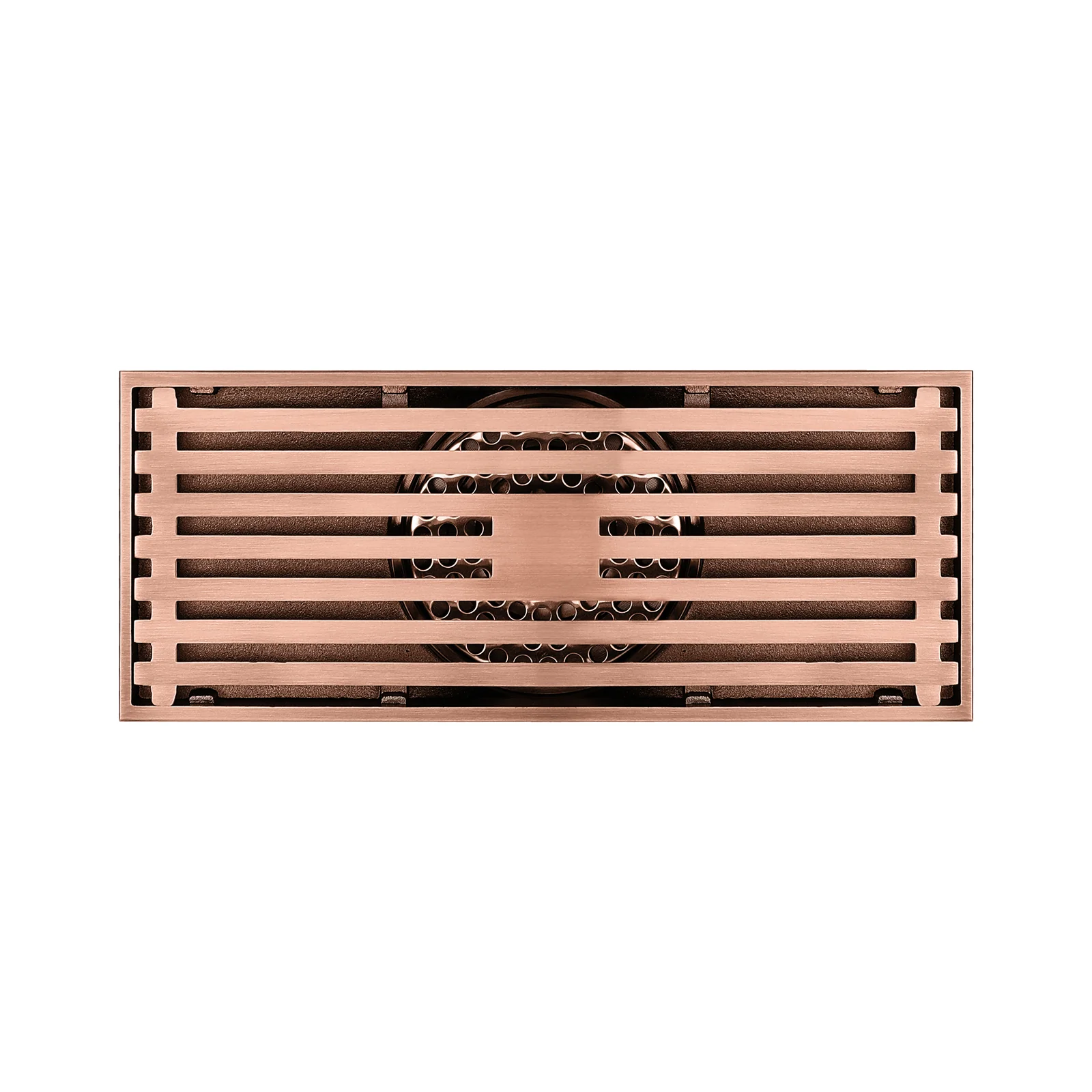8 Inch Shower Linear Rose Gold Drain Rectangular Floor Drain with Accessories Square Hole Pattern Cover Grate Removable Brushed Nickel Brass - Image 4