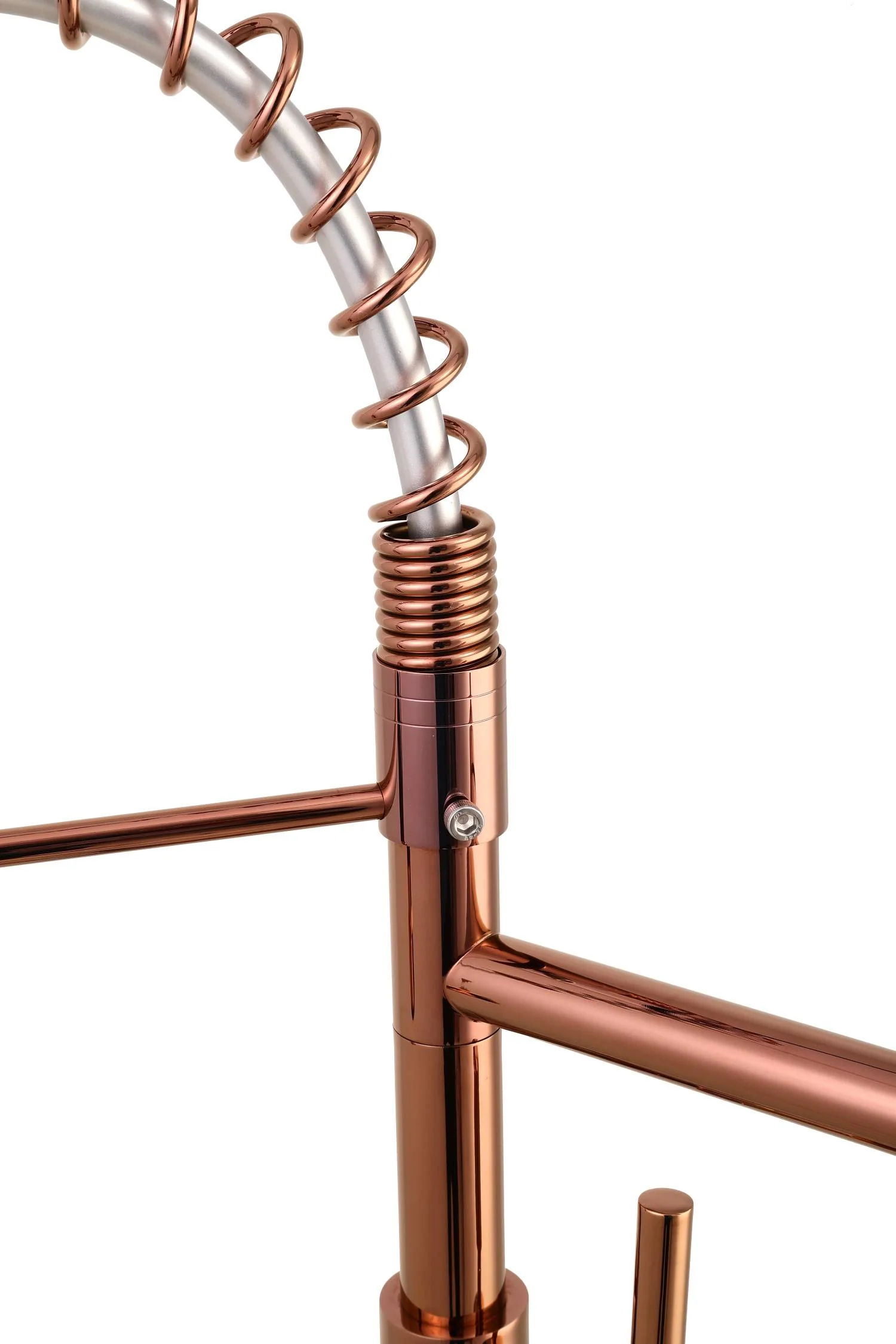 Rose Gold High Arc brass Kitchen Sink Faucet Pull Down Spray with lock ring and deck plate - Image 8