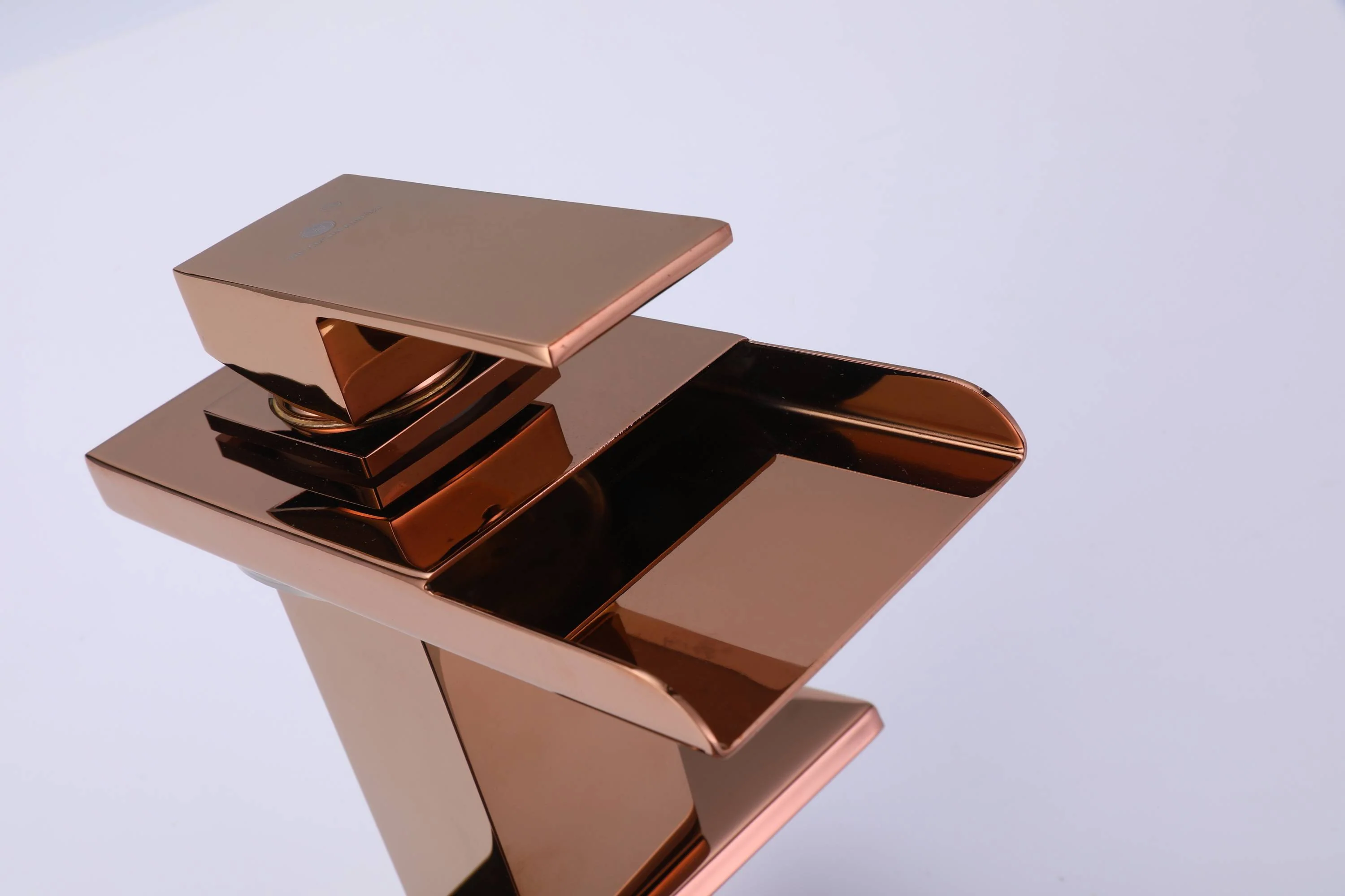 Rose Gold LED Waterfall Single Handle Single Hole Bathroom Sink Faucet with Drain And Cover Plate - Image 5