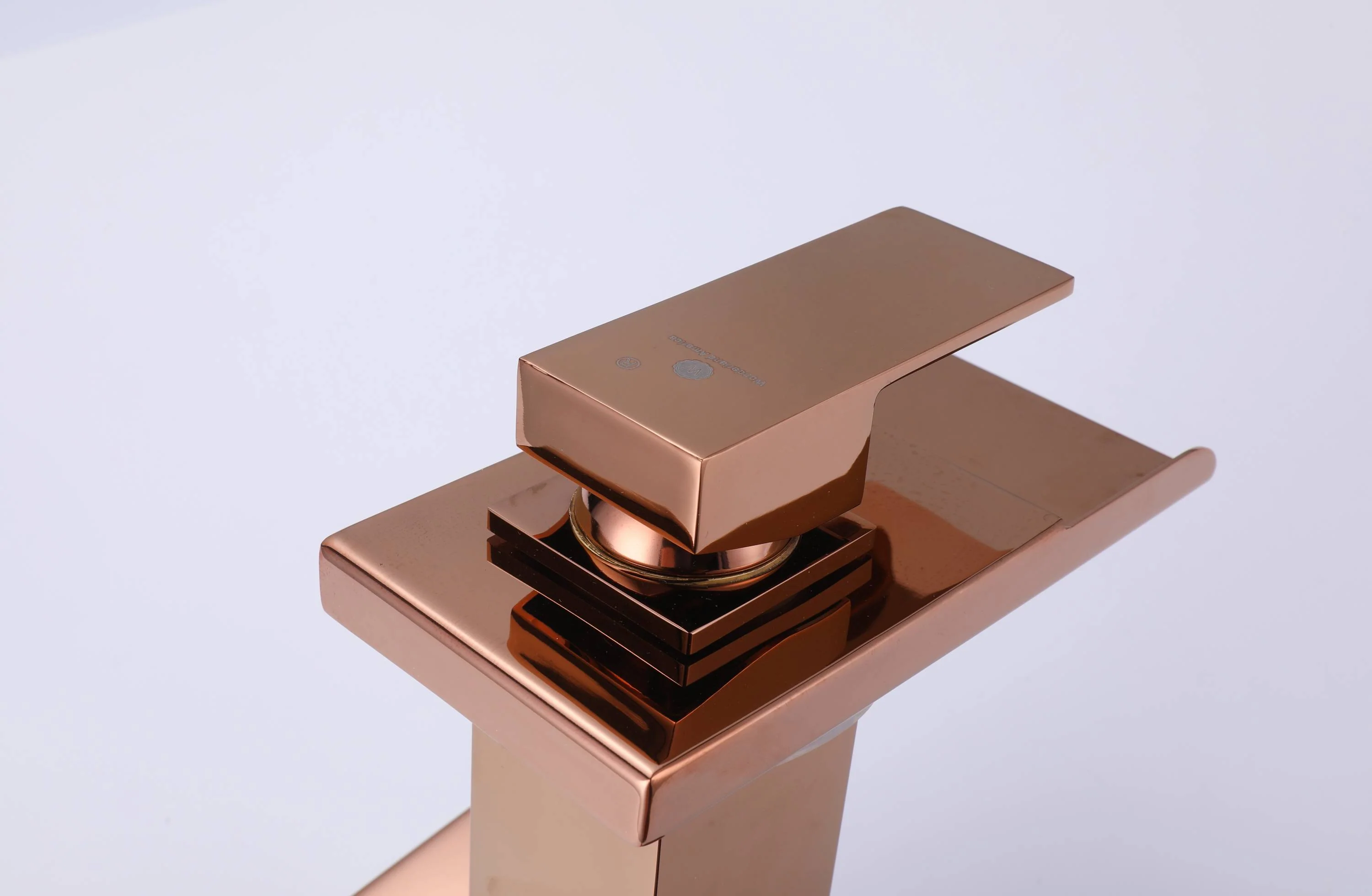 Rose Gold LED Waterfall Single Handle Single Hole Bathroom Sink Faucet with Drain And Cover Plate - Image 6