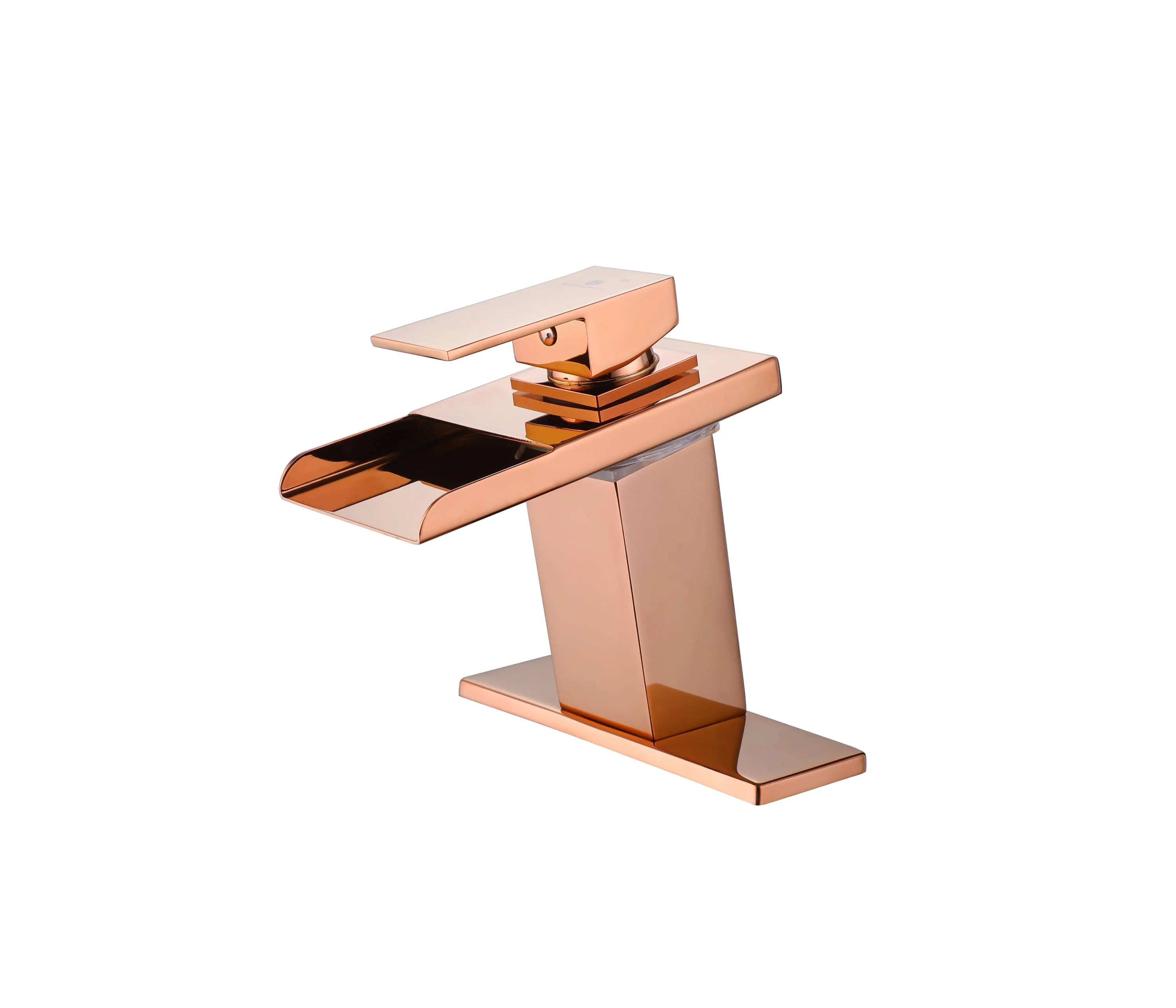 Rose Gold LED Waterfall Single Handle Single Hole Bathroom Sink Faucet with Drain And Cover Plate - Image 7