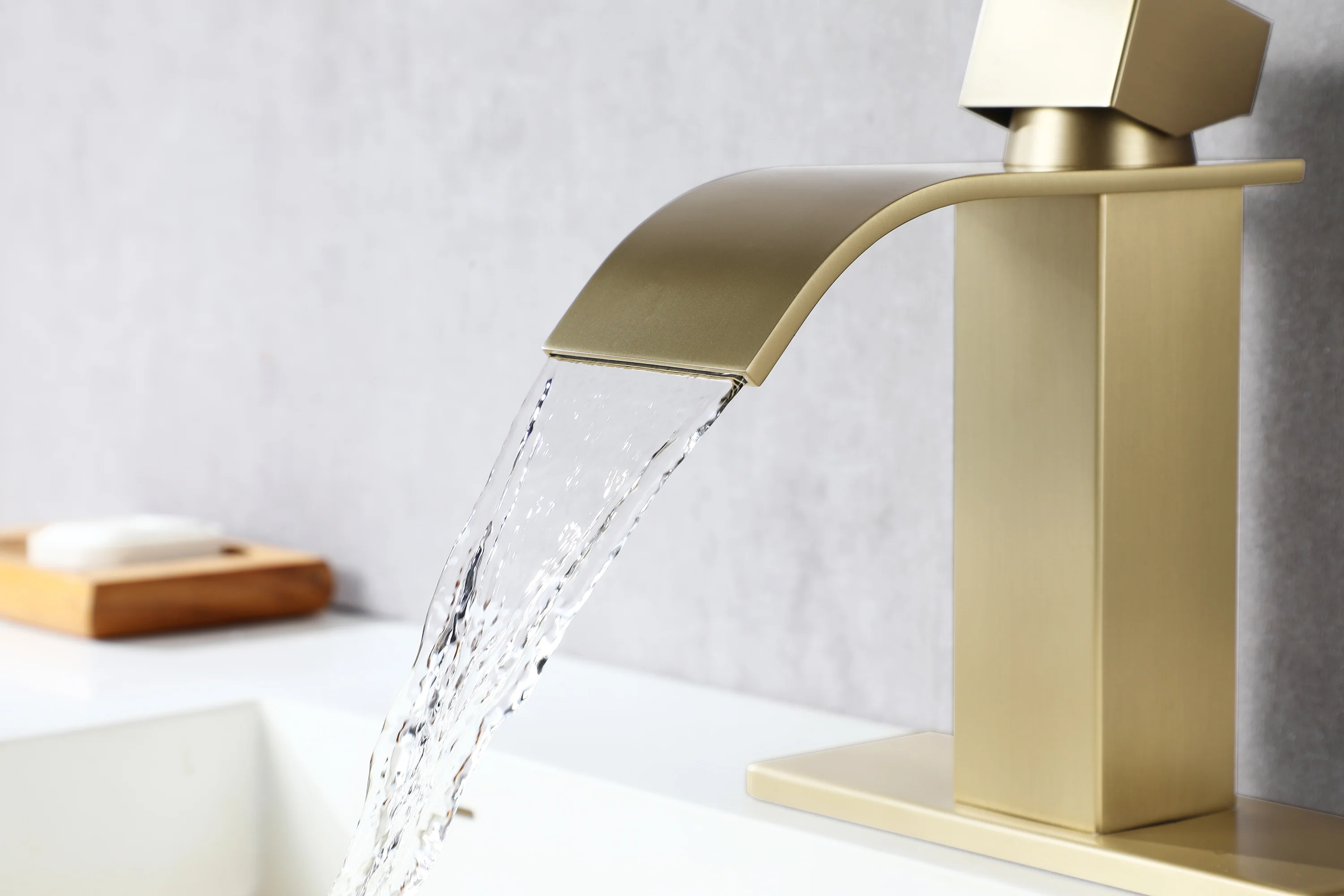 Brushed nickel or matte black or brushed gold waterfall Bathroom Faucet brass with plate and brass pop up drain - Image 10