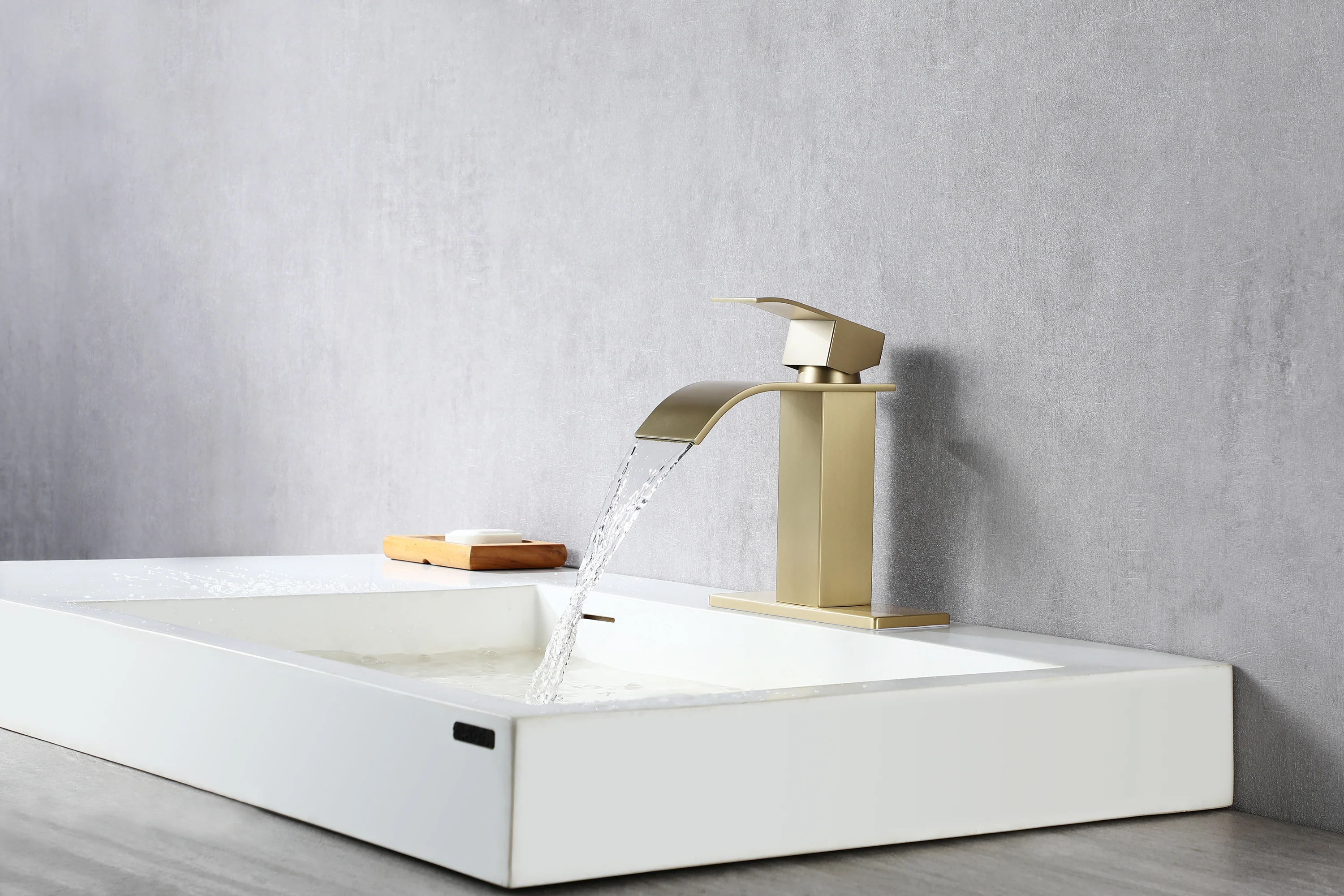 Brushed nickel or matte black or brushed gold waterfall Bathroom Faucet brass with plate and brass pop up drain - Image 11