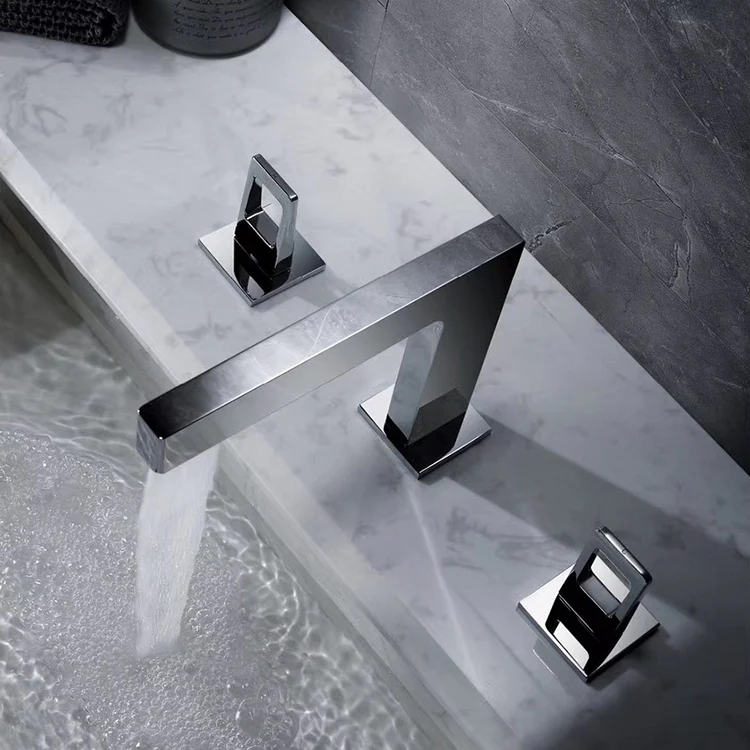 Chrome 3-Hole, Dual Handle Widespread Bathroom Faucet with Pop-Up Drain - Image 3