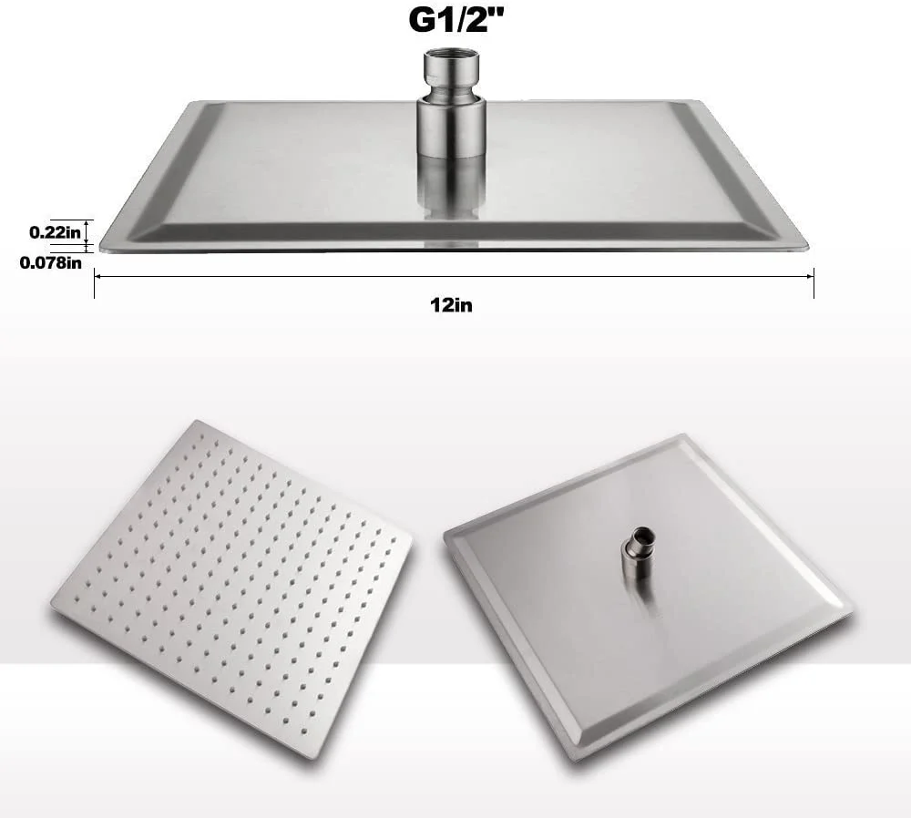 Square Brushed Nickel Shower Head: Choose from 12'' or 16'' Size, Premium Stainless Steel - Image 4