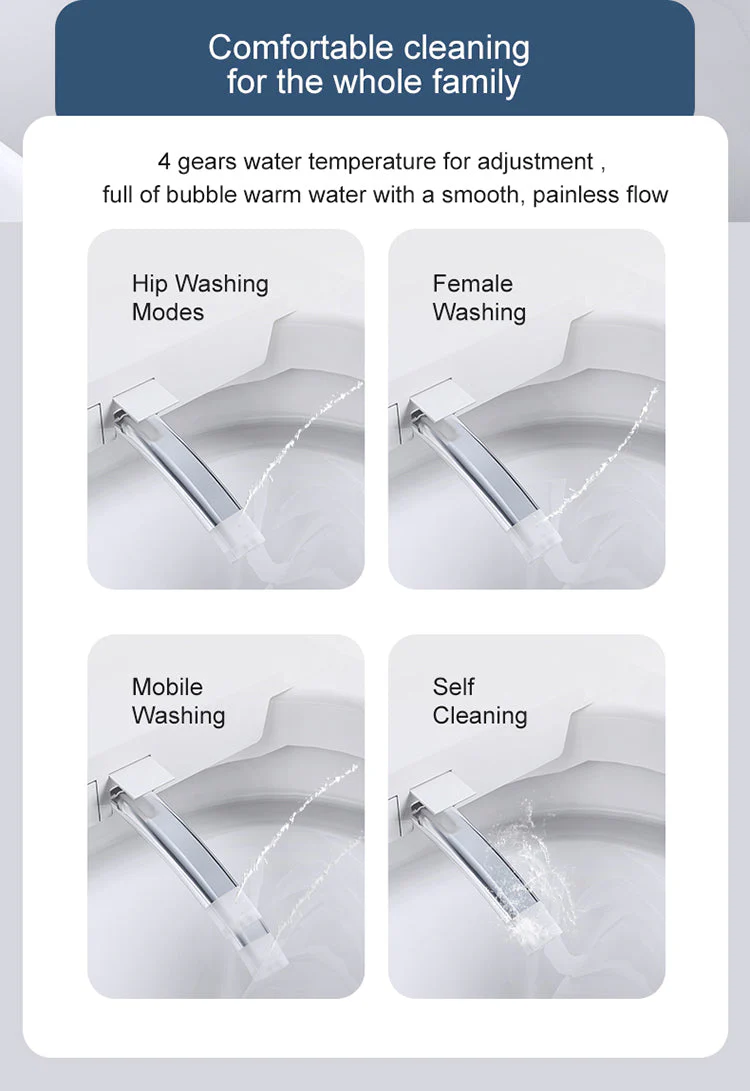 Experience Luxury and Convenience with our Smart Toilet Bidet Elongated Seat - Unlimited Warm Water, Wand Cleaning, Remote Control, and Night Ligh - Image 19