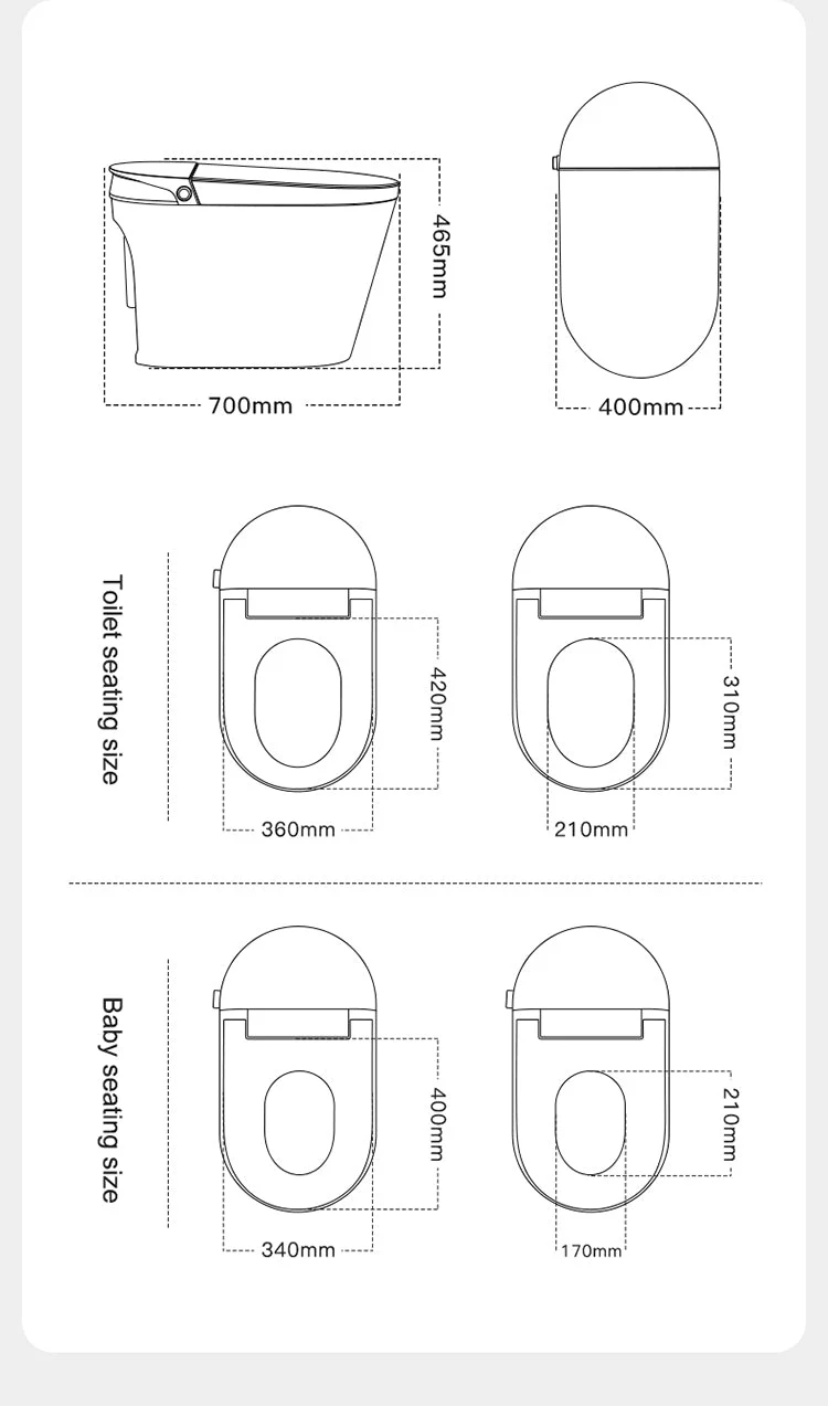 Experience Luxury and Convenience with our Smart Toilet Bidet Elongated Seat - Unlimited Warm Water, Wand Cleaning, Remote Control, and Night Ligh - Image 21