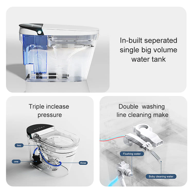Experience Luxury and Convenience with our Smart Toilet Bidet Elongated Seat - Unlimited Warm Water, Wand Cleaning, Remote Control, and Night Ligh - Image 5