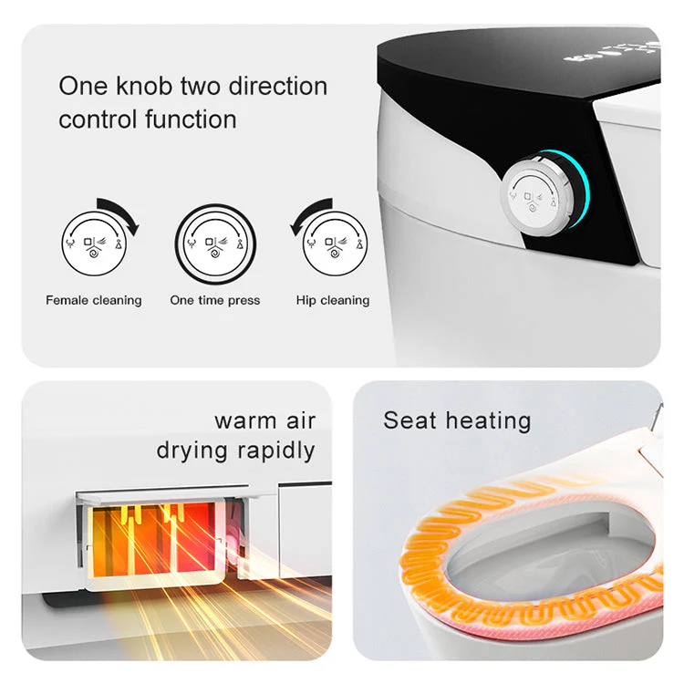 Experience Luxury and Convenience with our Smart Toilet Bidet Elongated Seat - Unlimited Warm Water, Wand Cleaning, Remote Control, and Night Ligh - Image 6