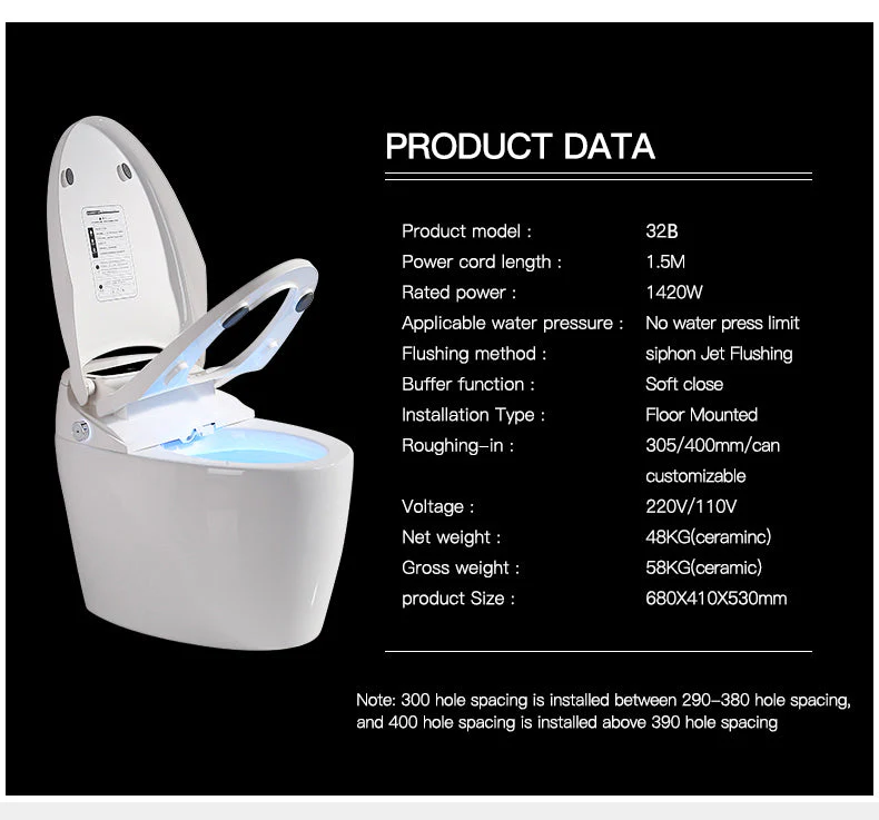 Experience Luxury and Convenience with our Smart Toilet Bidet Elongated Seat - Unlimited Warm Water, Wand Cleaning, Remote Control, and Night Ligh - Image 12