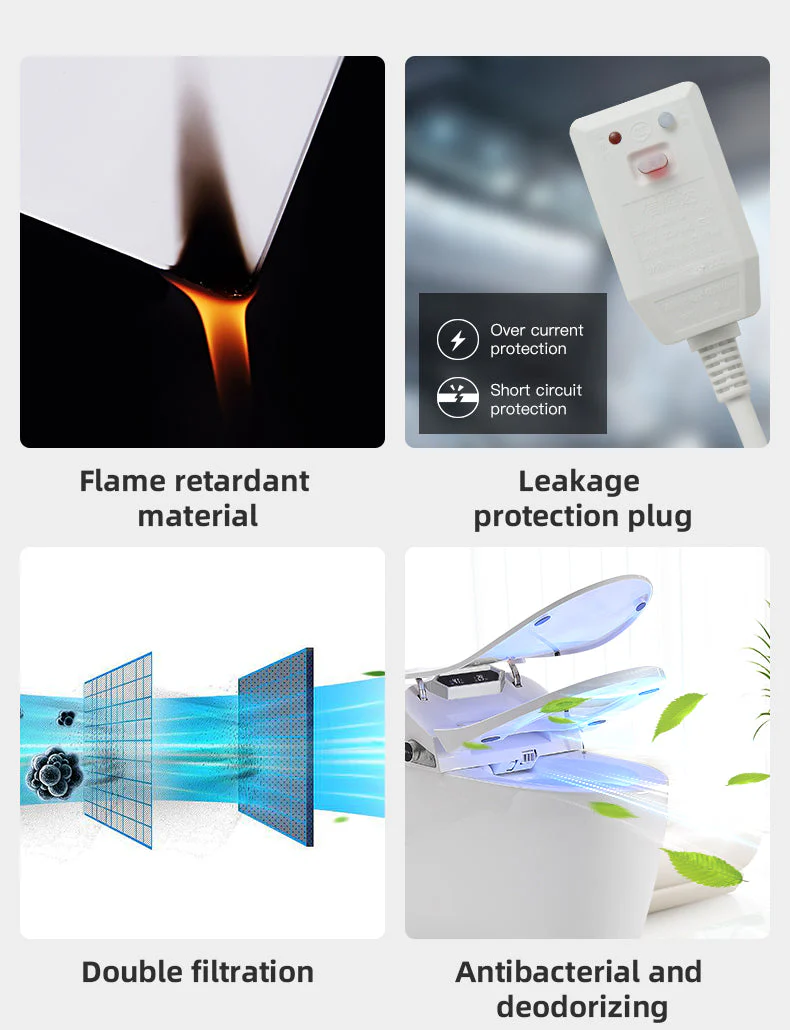 Experience Luxury and Convenience with our Smart Toilet Bidet Elongated Seat - Unlimited Warm Water, Wand Cleaning, Remote Control, and Night Light - Image 10
