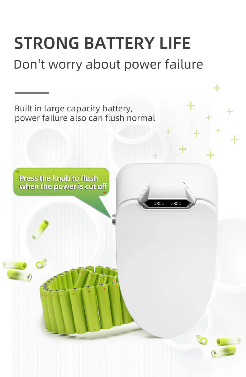 Experience Luxury and Convenience with our Smart Toilet Bidet Elongated Seat - Unlimited Warm Water, Wand Cleaning, Remote Control, and Night Light - Image 13