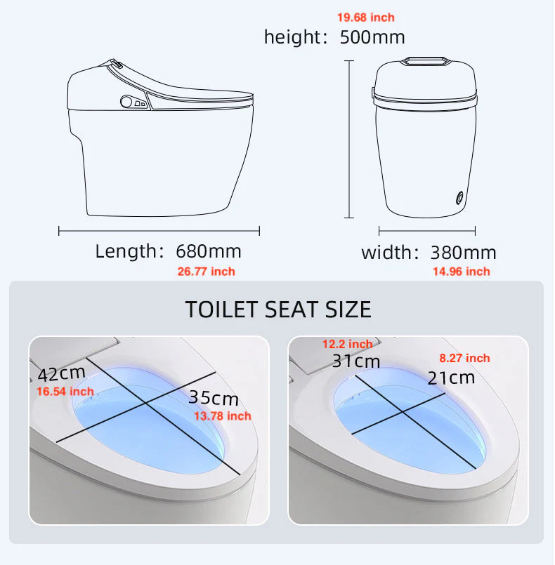 Experience Luxury and Convenience with our Smart Toilet Bidet Elongated Seat - Unlimited Warm Water, Wand Cleaning, Remote Control, and Night Light - Image 15