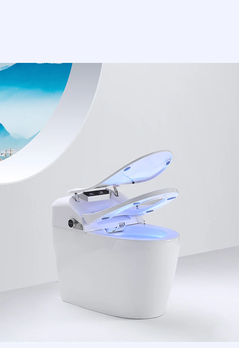 Experience Luxury and Convenience with our Smart Toilet Bidet Elongated Seat - Unlimited Warm Water, Wand Cleaning, Remote Control, and Night Light - Image 4
