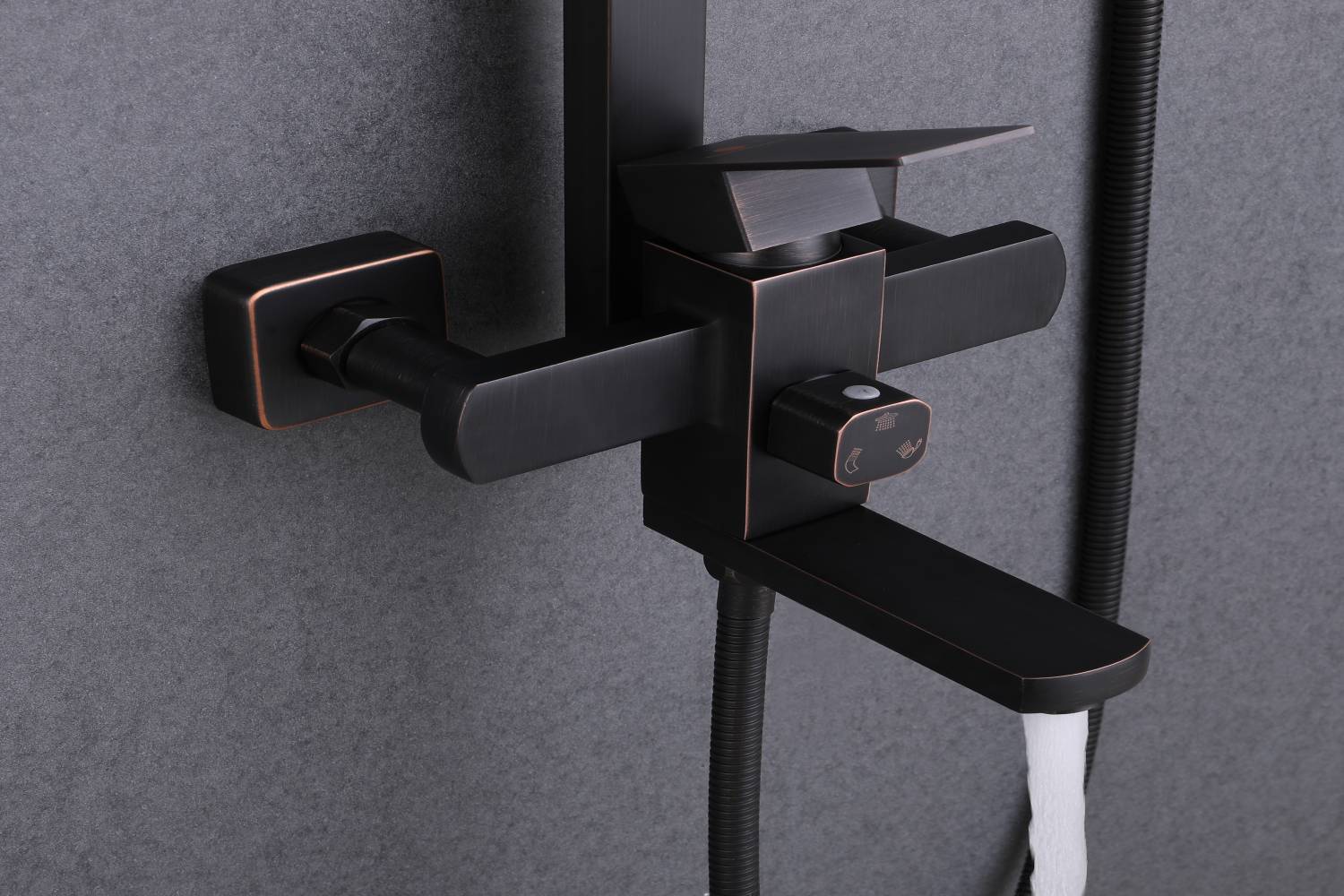 Oil Rubbed Bronze Surface Mounted Shower Faucet with 8-Inch Rain Head for a Blissful Shower Experience - Image 3