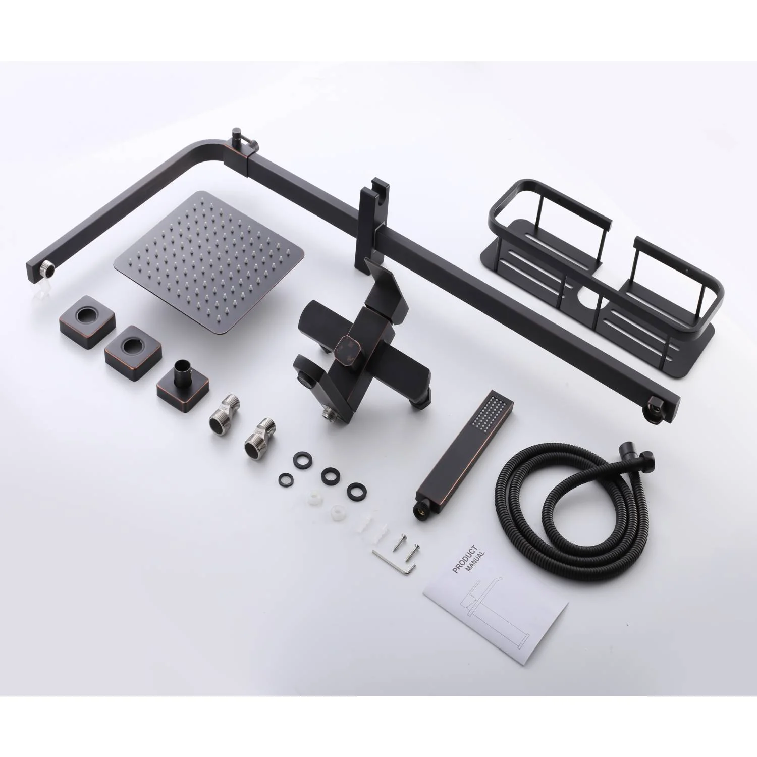 Oil Rubbed Bronze Surface Mounted Shower Faucet with 8-Inch Rain Head for a Blissful Shower Experience - Image 6