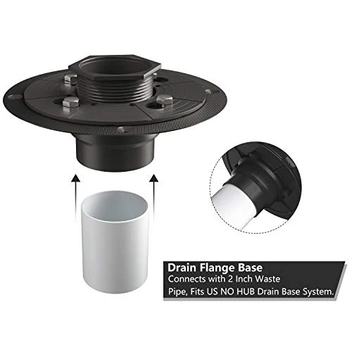 Square Shower Drain 4 Inch, Tile-insert Matte Black Stainless Steel - Image 3